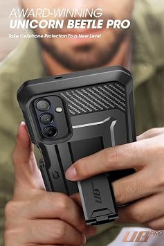 SUPCASE for Samsung Galaxy A16 Case with Screen Protector (Unicorn Beetle Pro), [Built-in Stand & Belt-Clip] [Military-Grade Protection] Full Body Heavy Duty Phone Case for Galaxy A16 (2024) (Black)