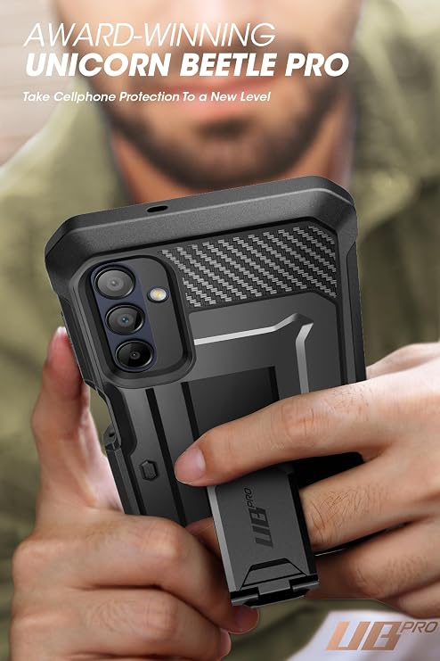 SUPCASE for Samsung Galaxy A16 Case with Screen Protector (Unicorn Beetle Pro), [Built-in Stand & Belt-Clip] [Military-Grade Protection] Full Body Heavy Duty Phone Case for Galaxy A16 (2024) (Black)
