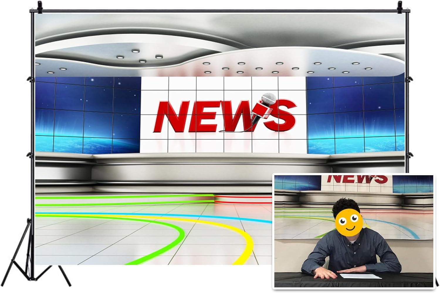 Leyiyi 5x3ft News Broadcast Hall Backdrop Microphone Bahrain - View #9