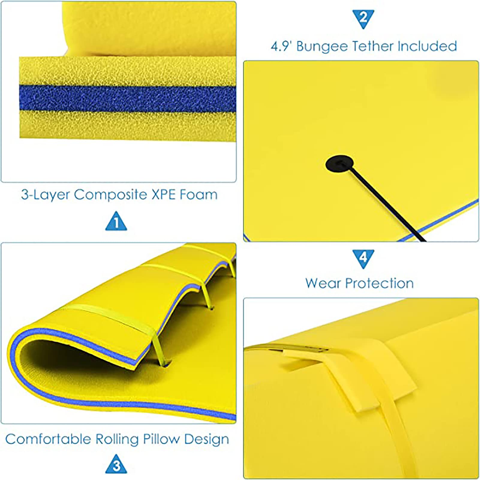 Colchoneta Flotante para Exteriores, Ideal para Playa, Lago, océano, Piscina, Gran tamaño, 3 Capas, Espuma Resistente al desgarro, Gigante, para Nadar y Broncearse.