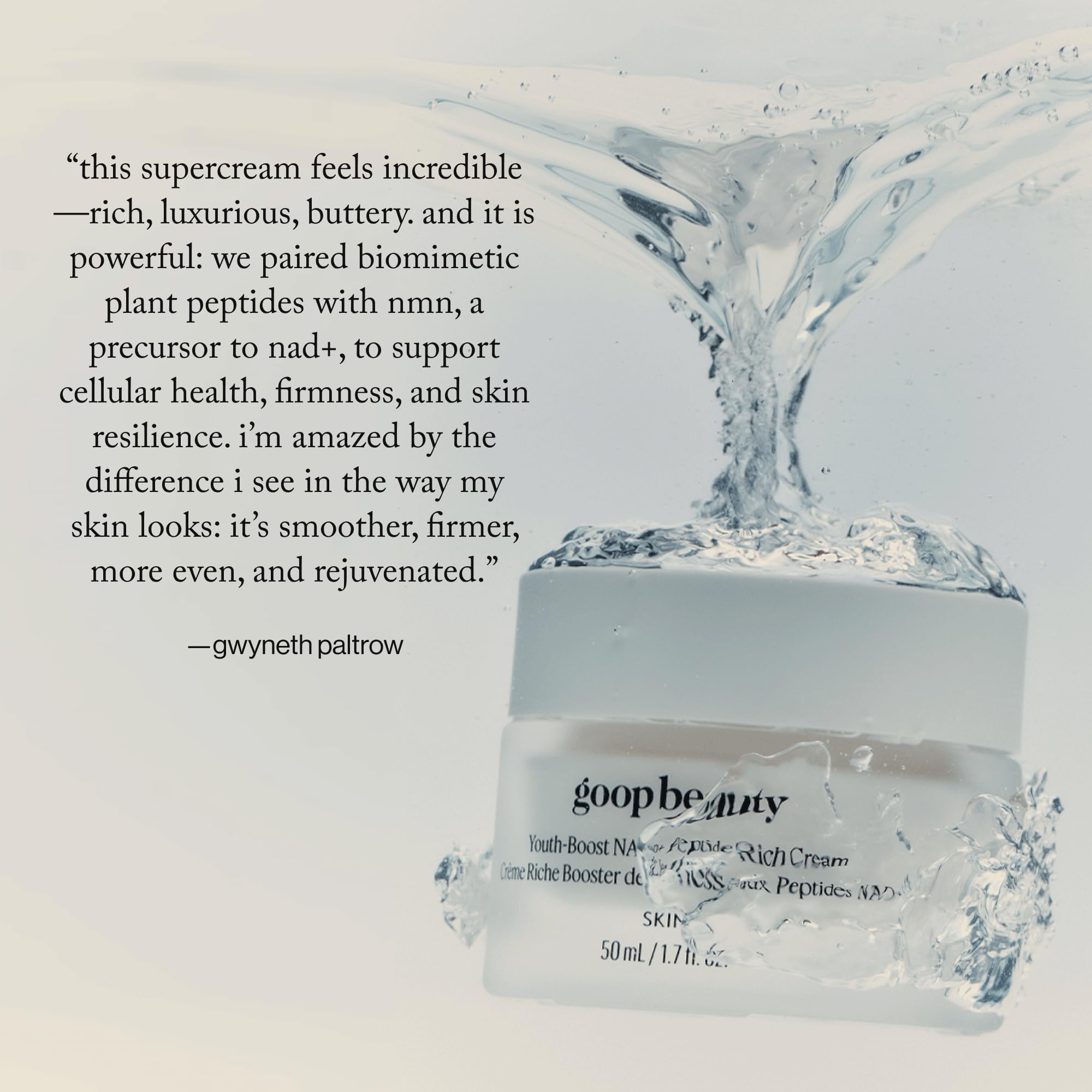 goop Beauty Youth-Boost NAD+ Peptide Rich Cream | Face Moisturizer for Aging Skin | Peptides, Ceramides, & NMN | Fine Lines & Wrinkles Treatment | 1.7 fl oz