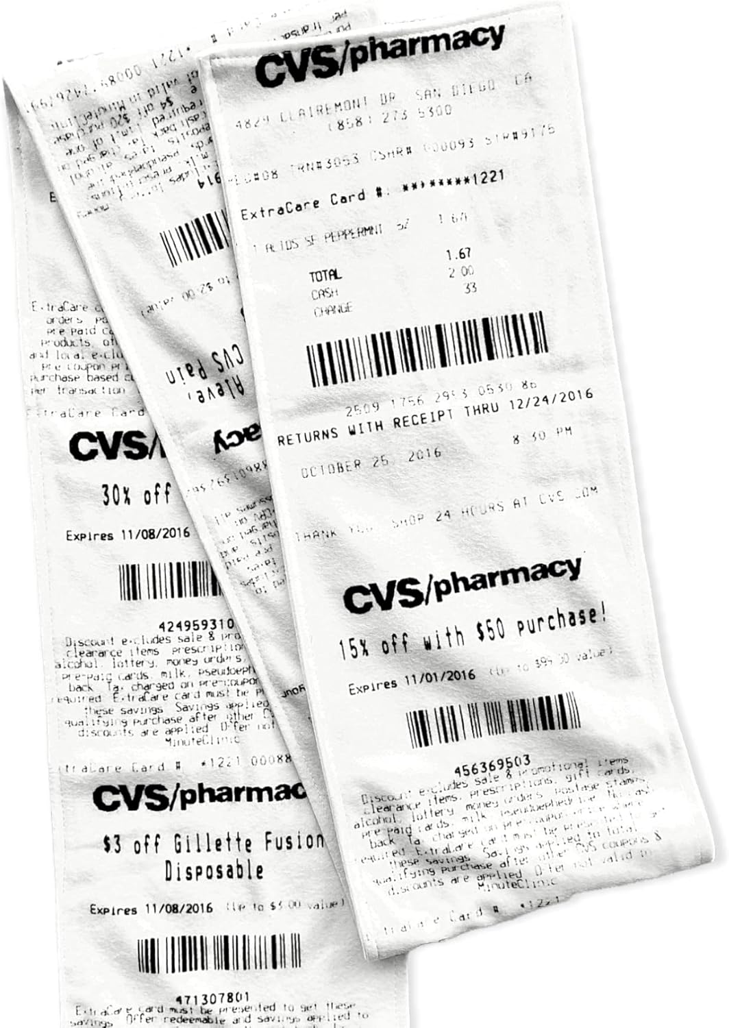 CVS Receipt Scarf – Original Double-Sided Funny Receipt Print 100% Fleece Scarf, Extra Long Novelty Gag Gift - Image 2