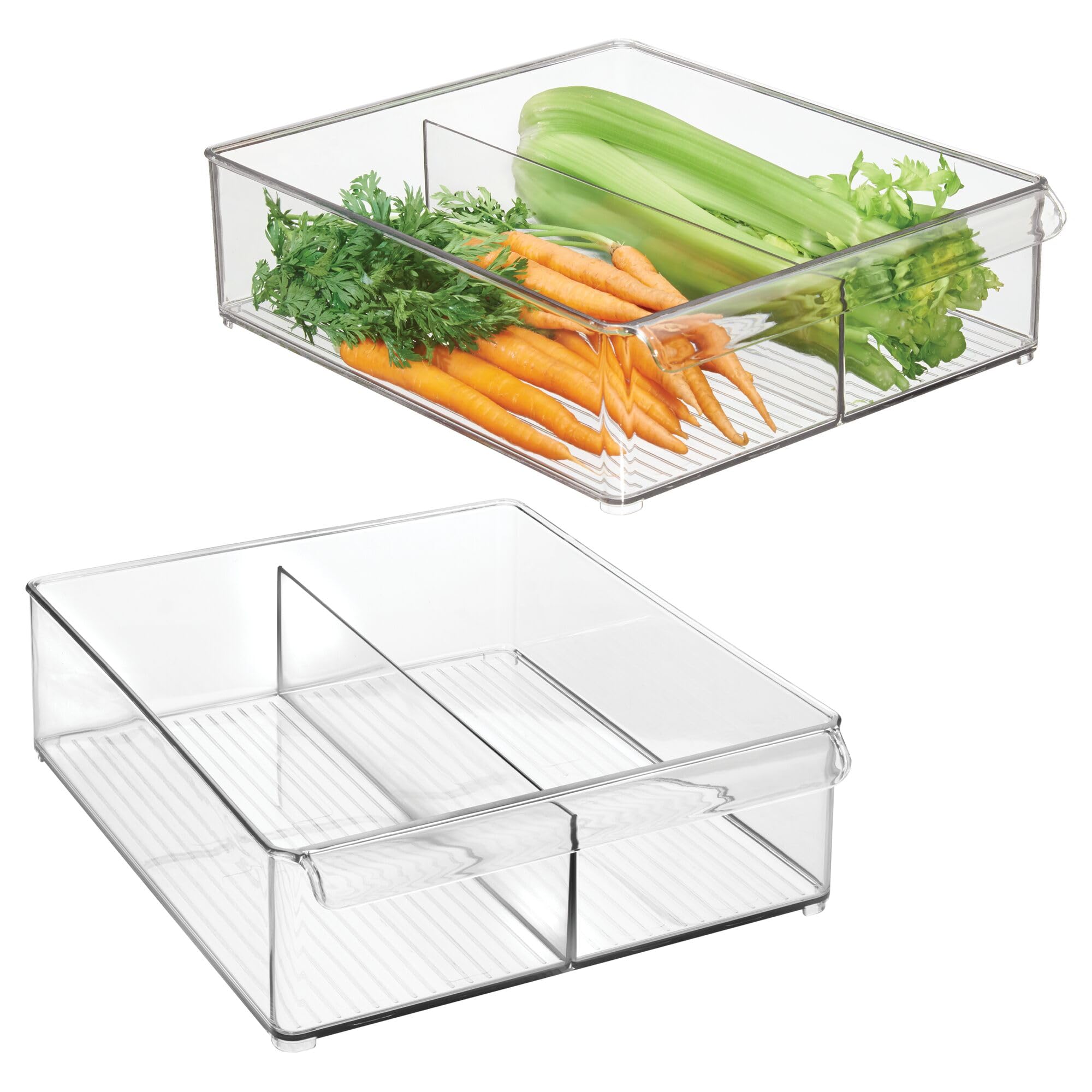 Bacs de garde-manger divisés plastique transparent à poignée ergonomique