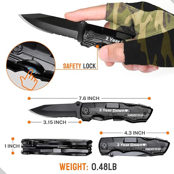2nd Anniversary Love Gifts for Men Him Husband, Multitool Knife, 2 Year Anniversary Practical Gifts for Him Husband, Two Anniversarys Wedding Gift, Personalized Knife, Camping, Hiking