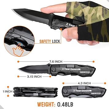 2nd Anniversary Love Gifts for Men Him Husband, Multitool Knife, 2 Year Anniversary Practical Gifts for Him Husband, Two Anniversarys Wedding Gift, Personalized Knife, Camping, Hiking