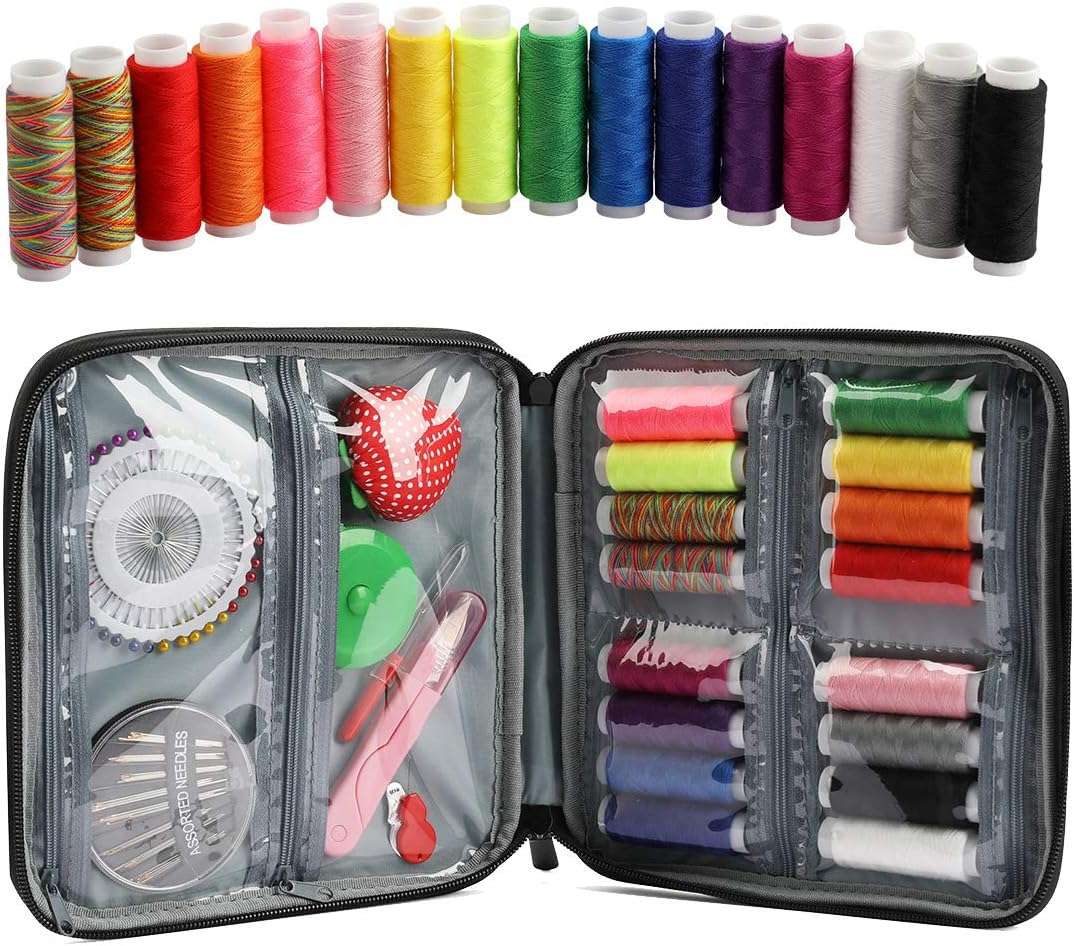 Looen Portable Sewing Kits for Beginner Traveler Professional Emergency Sewing Project Kits (Grey)