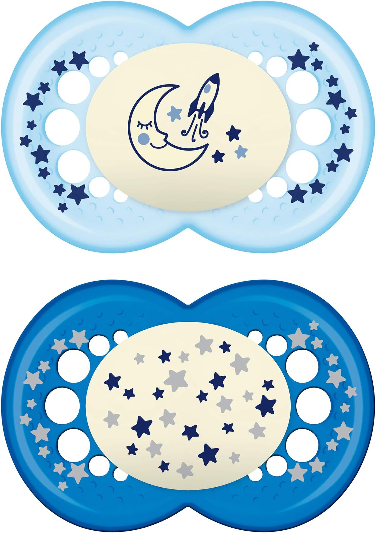 Silicone Night Pacifiers (2 Count), Mam Pacifiers 6+ Months, Best Pacifier For Breastfed Babies, Glow In The Dark Pacifier, Baby Boy Pacifier,Assorted