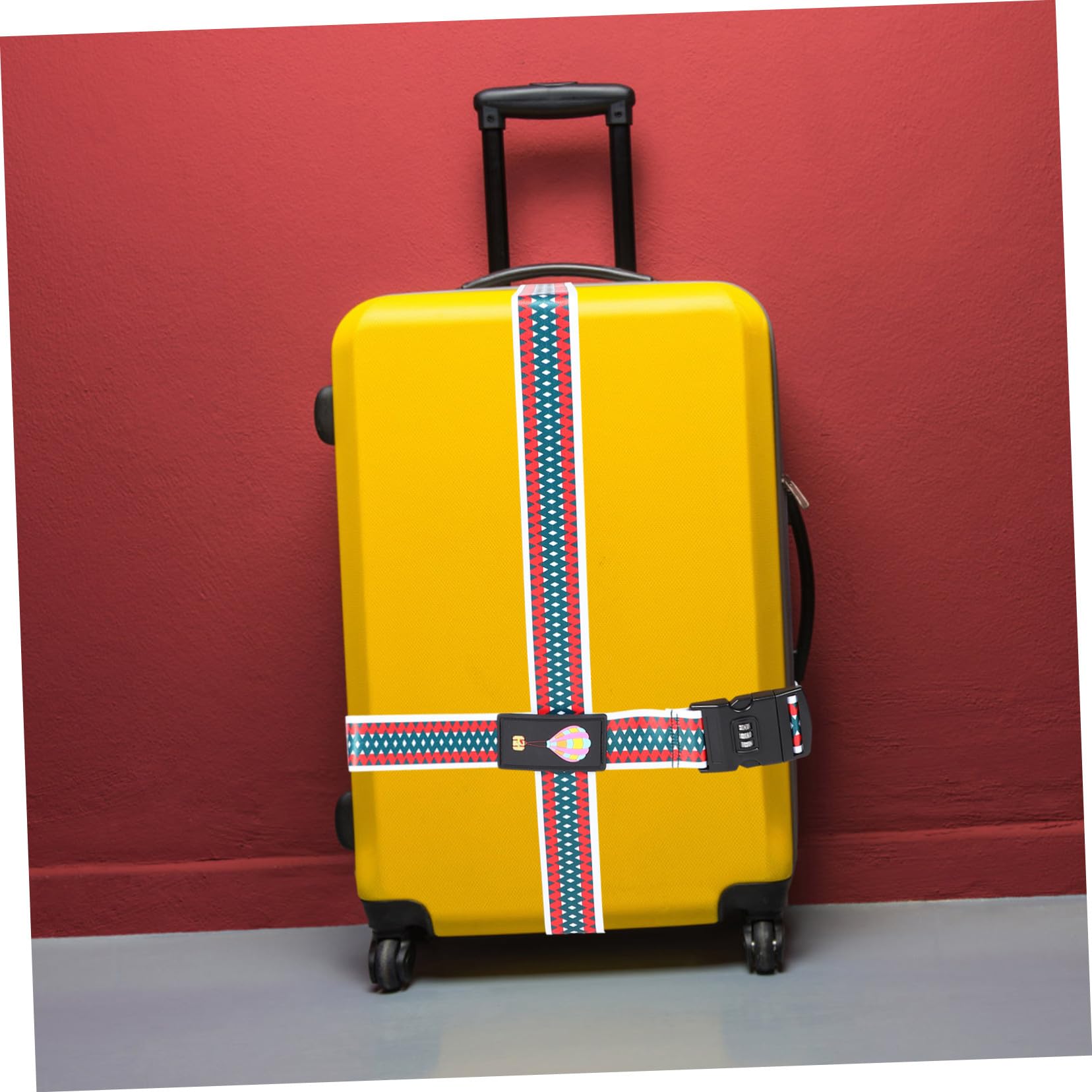 FRCOLOR 4 Stück Verstellbarer Koffergurt mit Doppel-zahlenschloss Kofferband Kreuzgurt Cartoon Muster Gepäckband aus Robustem Polyester für Sichere Reise und Einfachen Schutz von Koffern