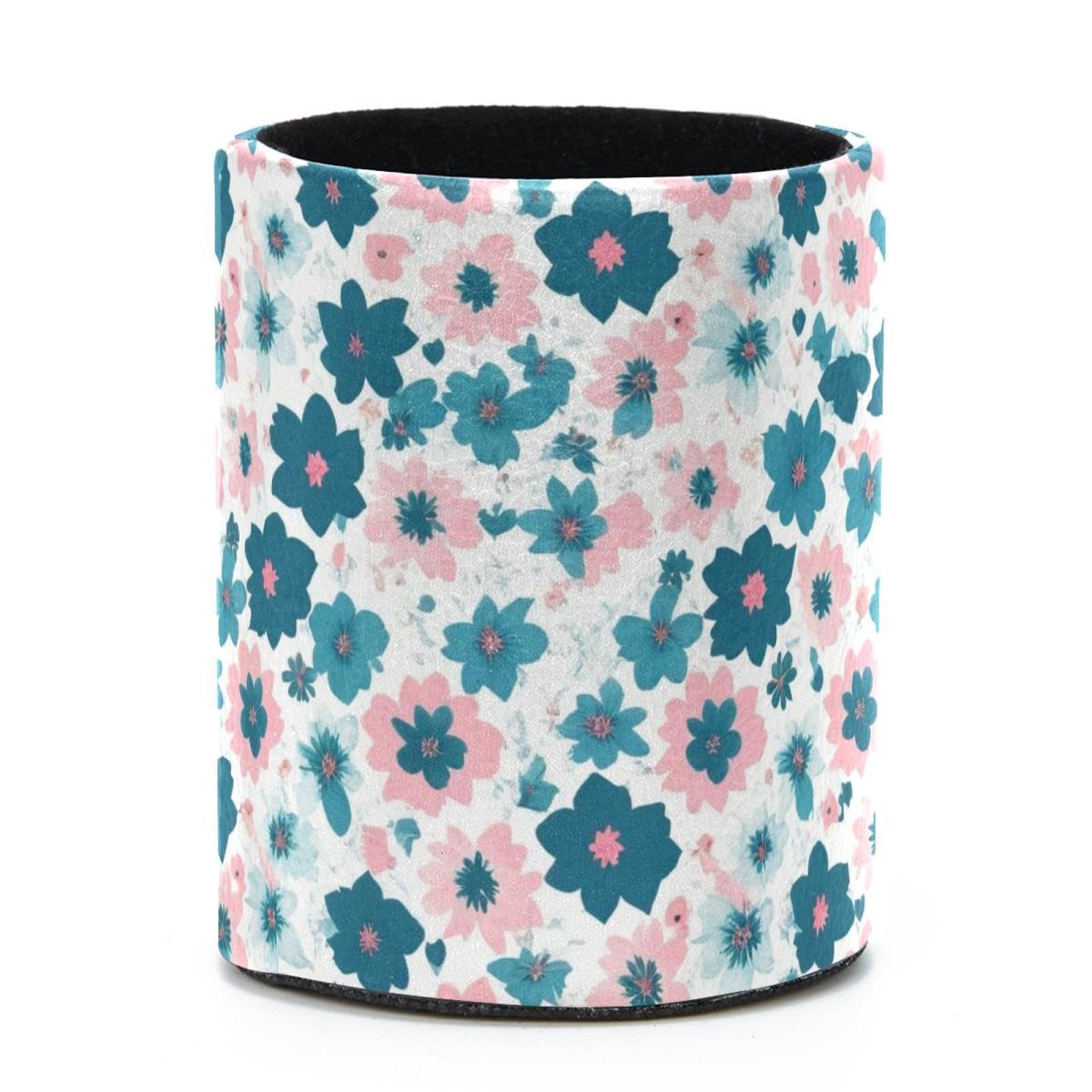 VAPOKF Round Pencil Holders for Desk, Aesthetic Flower Pen Holders Pen Pot Makeup Brushes Storage Desktop Stationery Supplies Organiser for Home Office