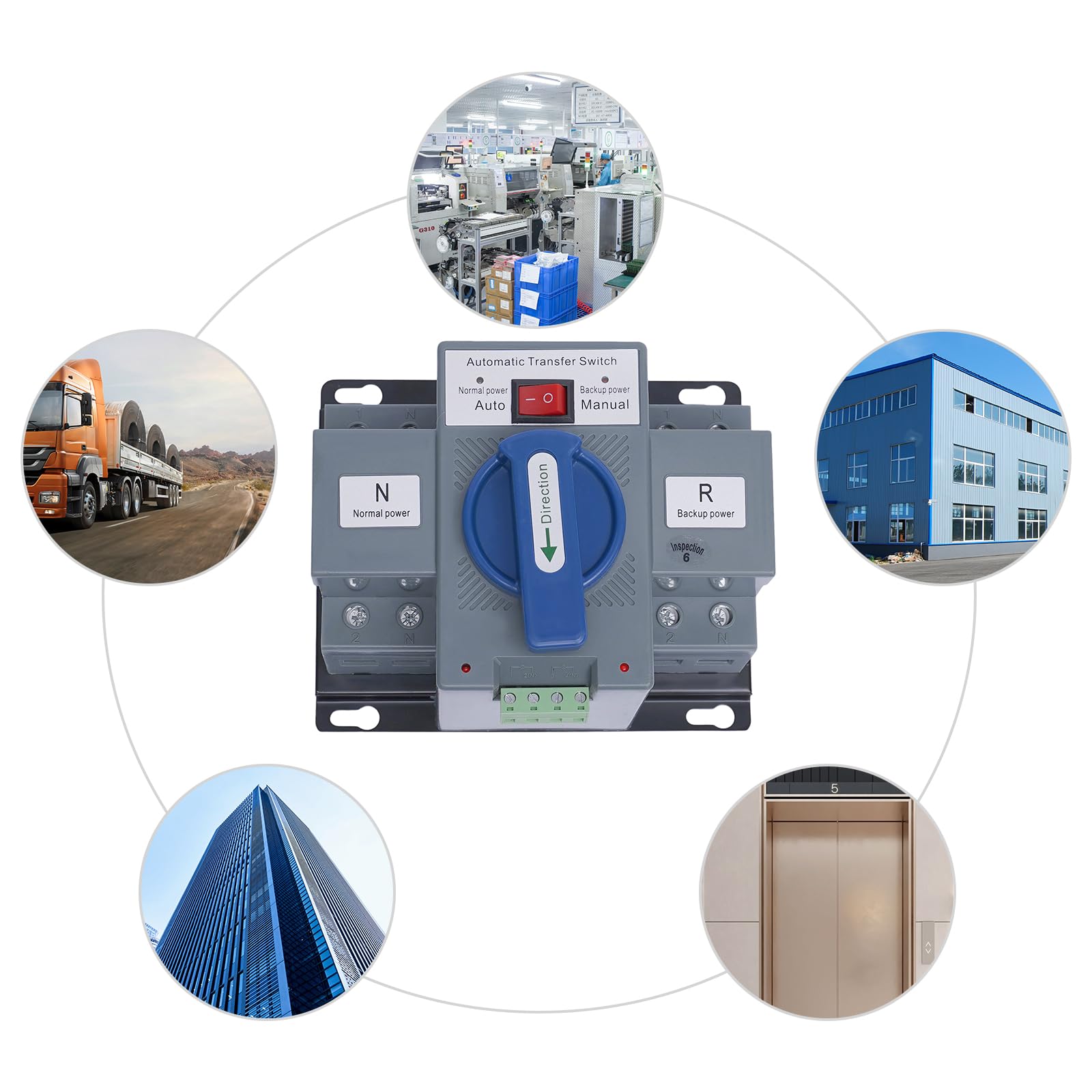 Dual Netzteil Switches 2P 63A 220V Dual Power Automatischer Umschalter Transferschalter Lastumschalter Doppeltransferschalter für Haushaltsstrom, Wechselrichter, Solar