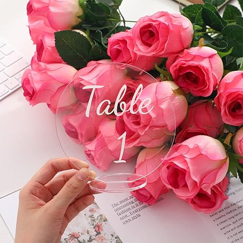 Miniatura 4 de Sintuff 30 números de mesa acrílicos para boda, números de mesa transparentes con soportes para recepción de boda, letreros de boda de 4.72