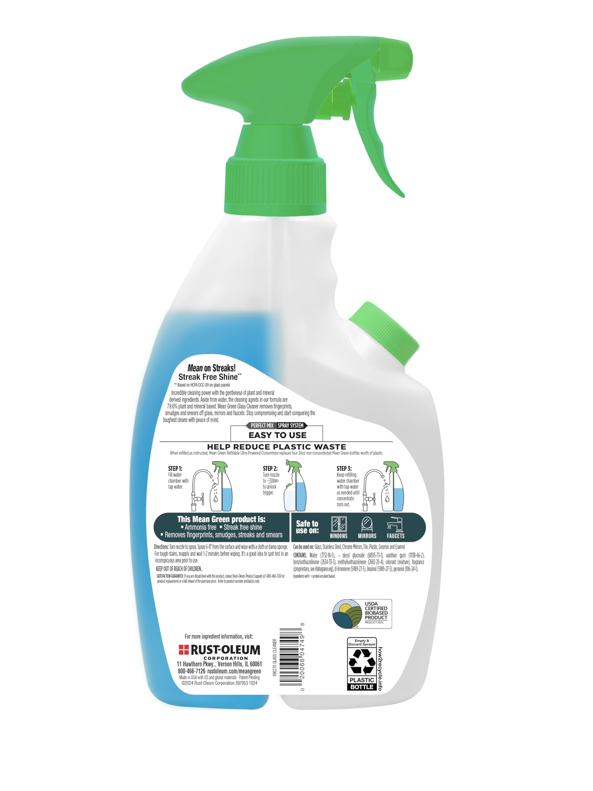 Mean Green Refillable Ultra Powered CONCENTRATE Glass Cleaner, Fresh, 14.3 Ounce