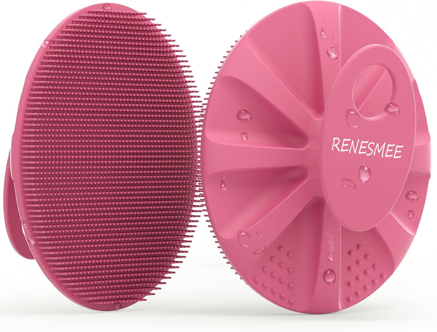 RENESMEE Silicone Body Scrubber Exfoliating Body Brush for Men Women Lathers Well Easy to Clean More Hygienic Shower Scrubber for Body Face Scrubber for Sensitive Skin Body Buffer (Pink)