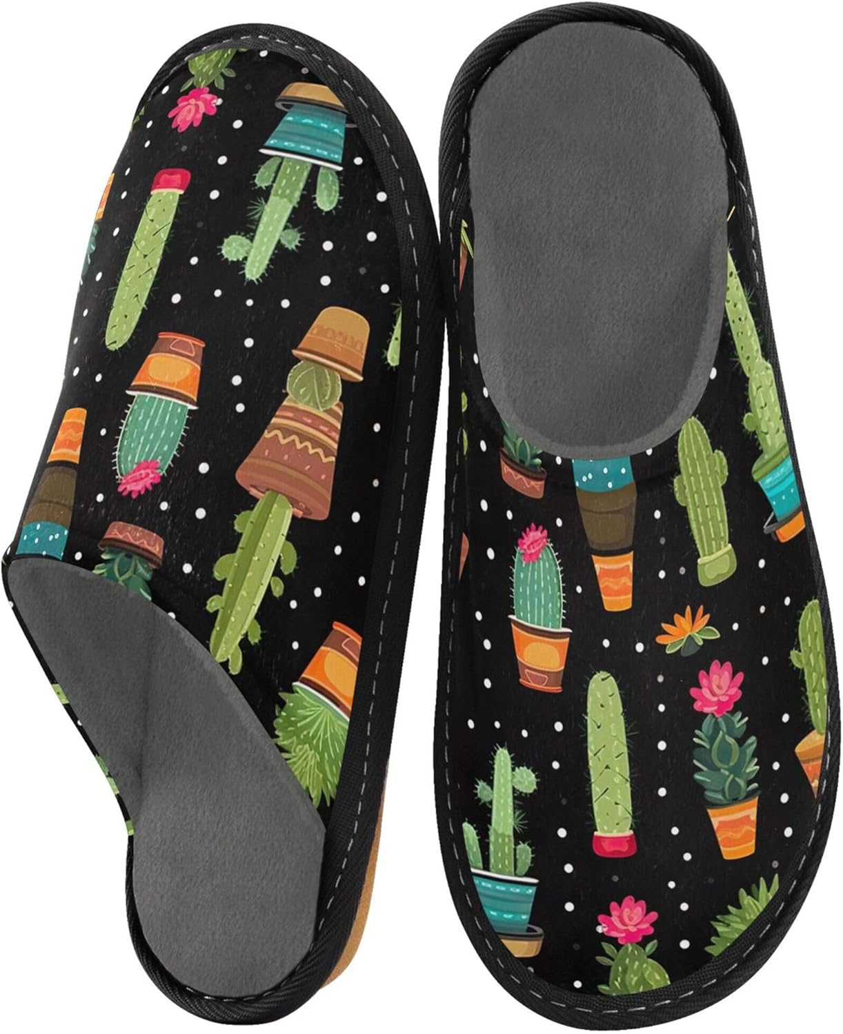 Cactus House Slippers – Cozy Fuzzy Slippers for Guests, Washable & Disposable, Perfect for Shoeless Home, Spa & Hotel Use A110154