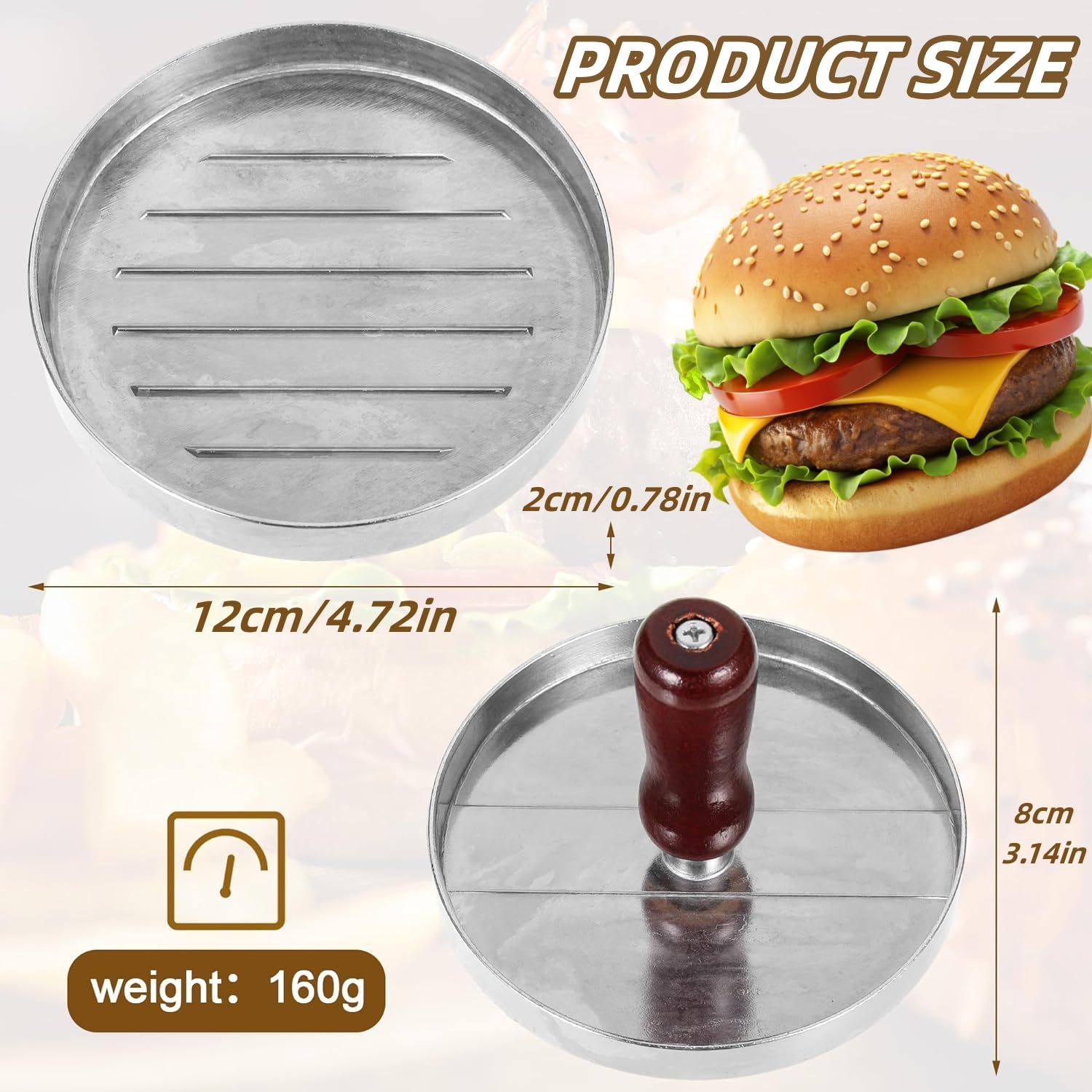 Presse à Steak Haché Antiadhésive en Aluminium pour Hamburger BBQ