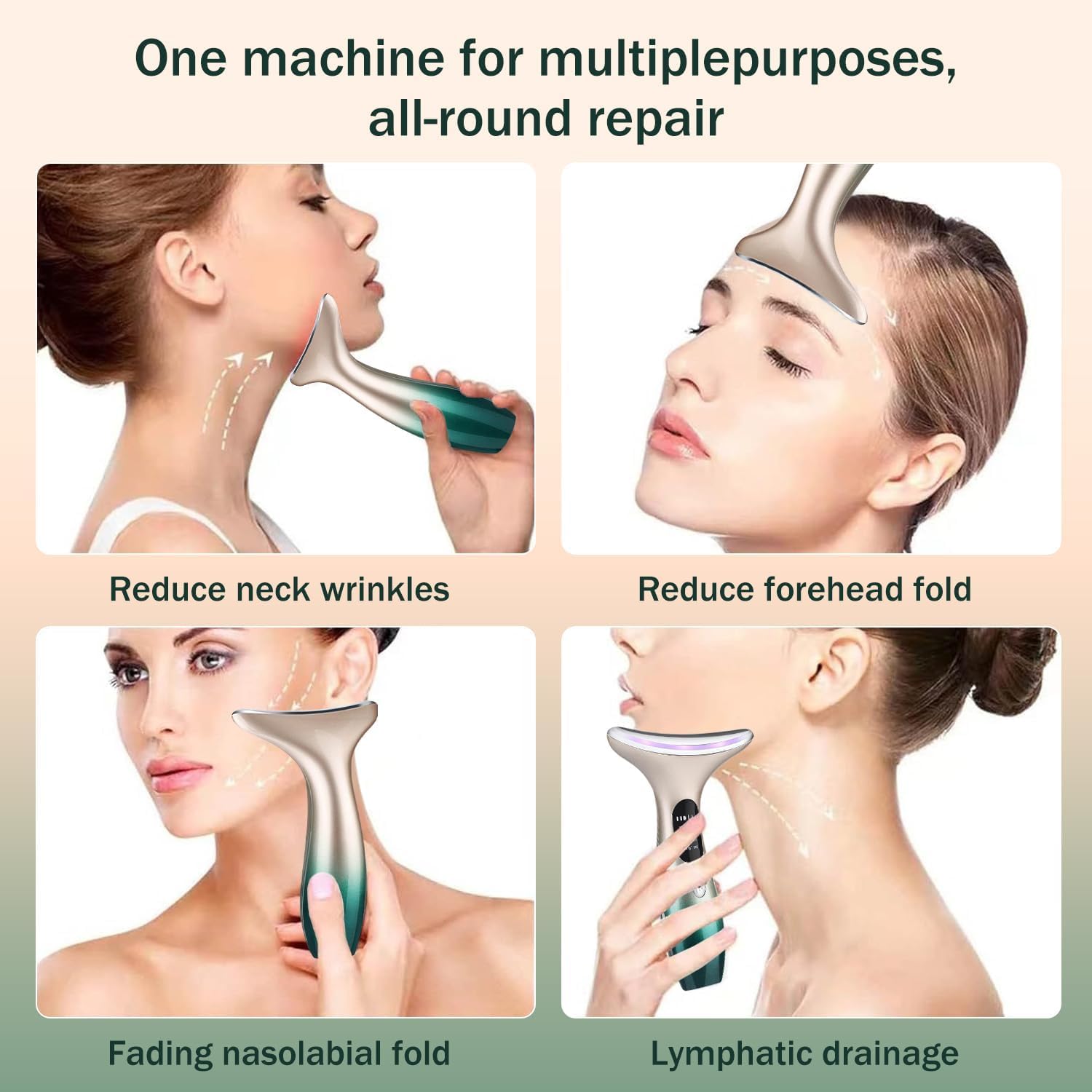 Appareil Anti Rides Visage,4 Modes Massage Visage,Électrique Beauté Appareils,Visage Appareil Anti Rides,Appareils Lifting Massage Visage,Masseur Visage,Double Menton Raffermissant et Liftant
