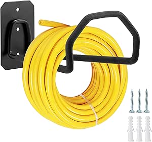 2 Stück Gartenschlauchhalter Aus Metall - Wandmontiert Für Schlauch & Kabel - Verstellbar 3,5-6,3cm - Schwarz