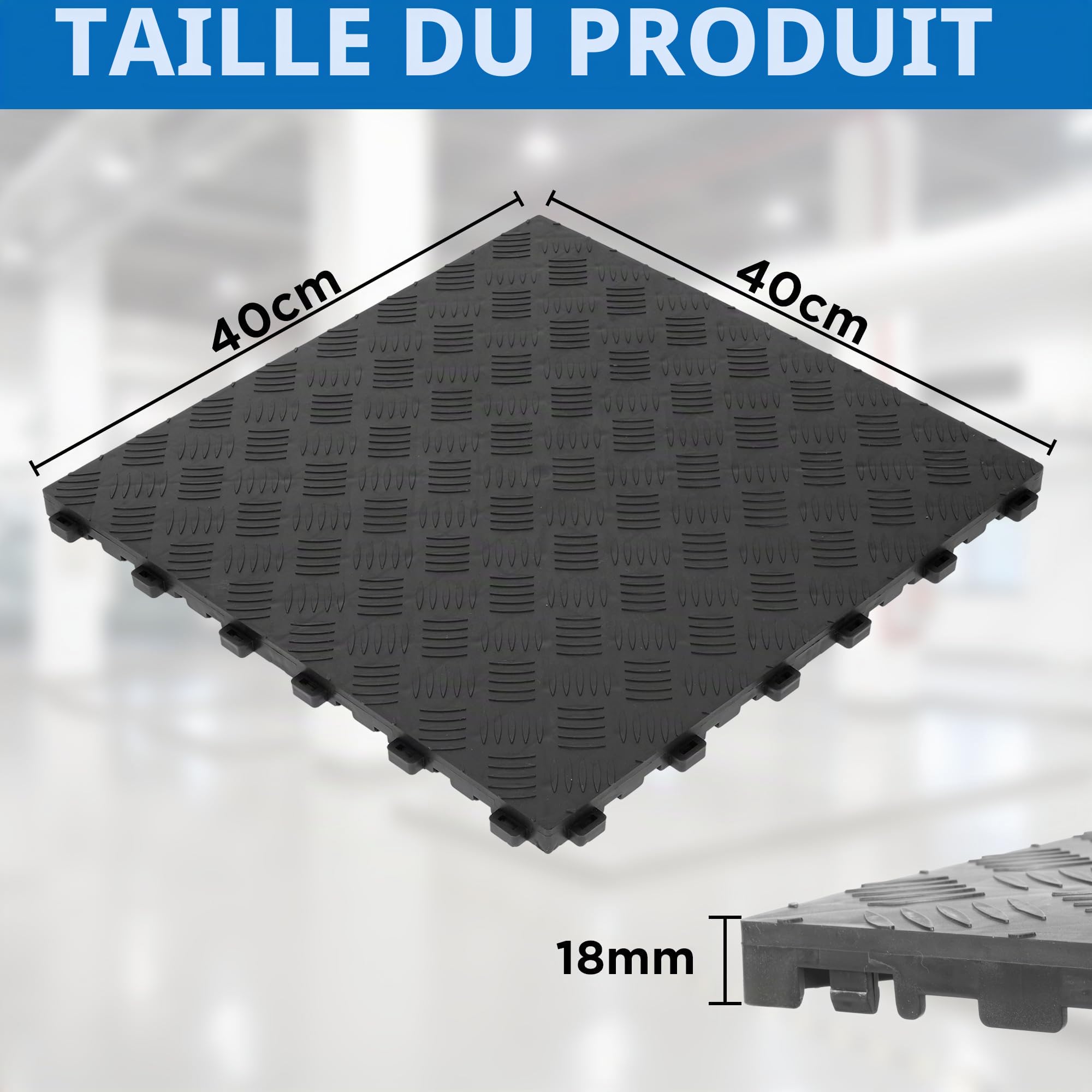 Bimiti Lot de 20 Tapis de Sol de Garage en PVC - 40 x 40 cm - Carreaux Antidérapants en Caoutchouc