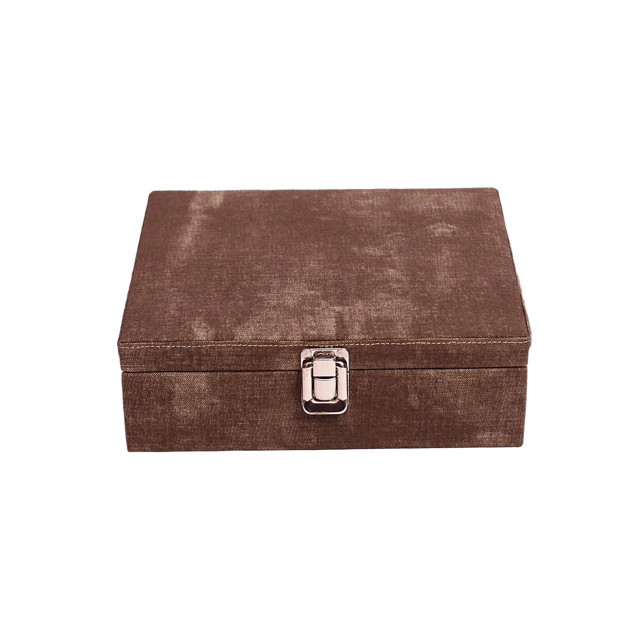 Exotix Indian Men and Women Distress Canvas Watch Box/Watch Case/Watch Organizer for 8 Watches (Wallnut Brown)