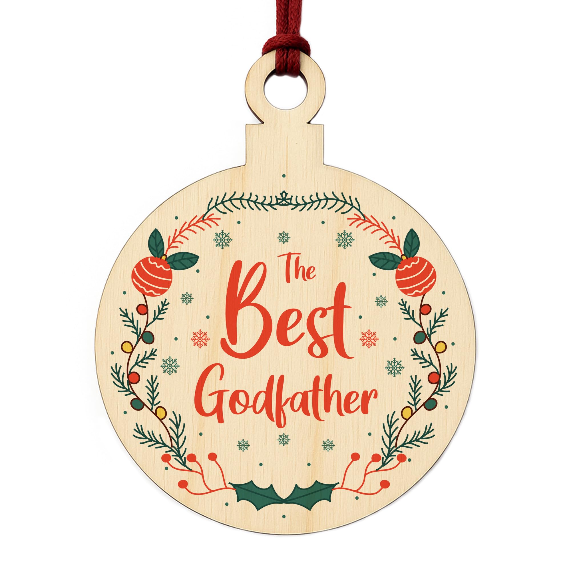 Red Ocean Best Godfather Christmas Bauble Tree Decoration Gift For Godfather Godparents Gifts For Him