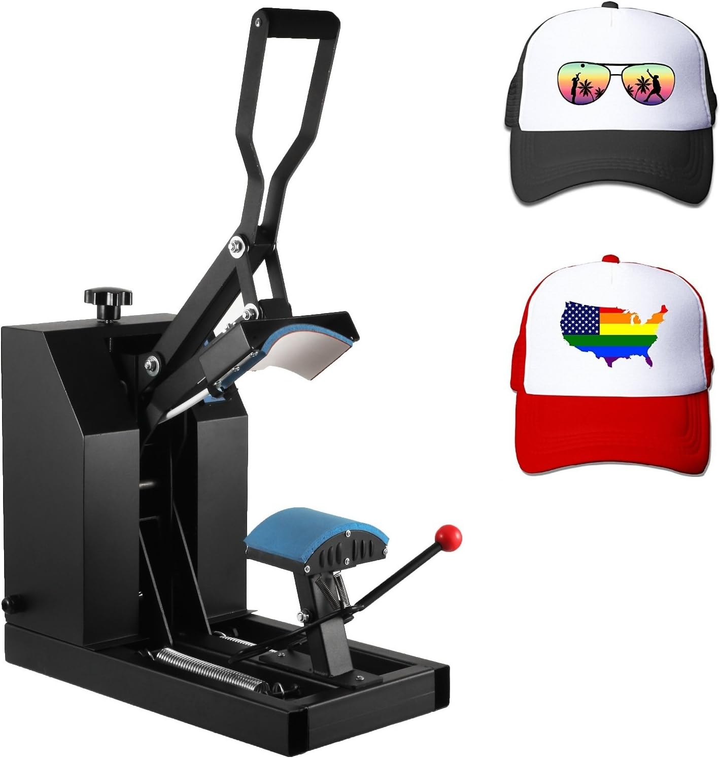 Superland 7x3.75 Inch Hat Press Heat Press Machine with Digital LCD Timer Hat Cap Sublimation Digital Clamshell Cap Press Machine (CP2815-S Hat Press)