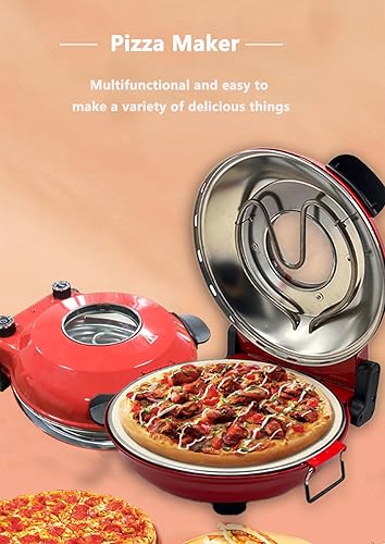 Miniatura 4 de Pizza eléctrica, Pizza en 4 minutos en horno de pizza de 1200 W, placa de piedra refractaria de 12.2 in, máquina de pizza máx. 788.0 F, negro