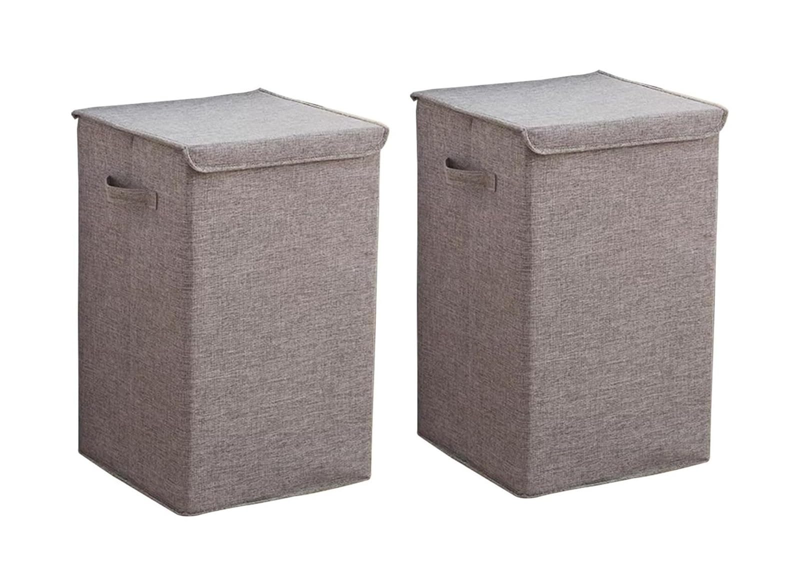 Folding dirty laundry basket, Laundry Basket With Lid Washable Collapsible Multicolor 2 Pack(Grey)