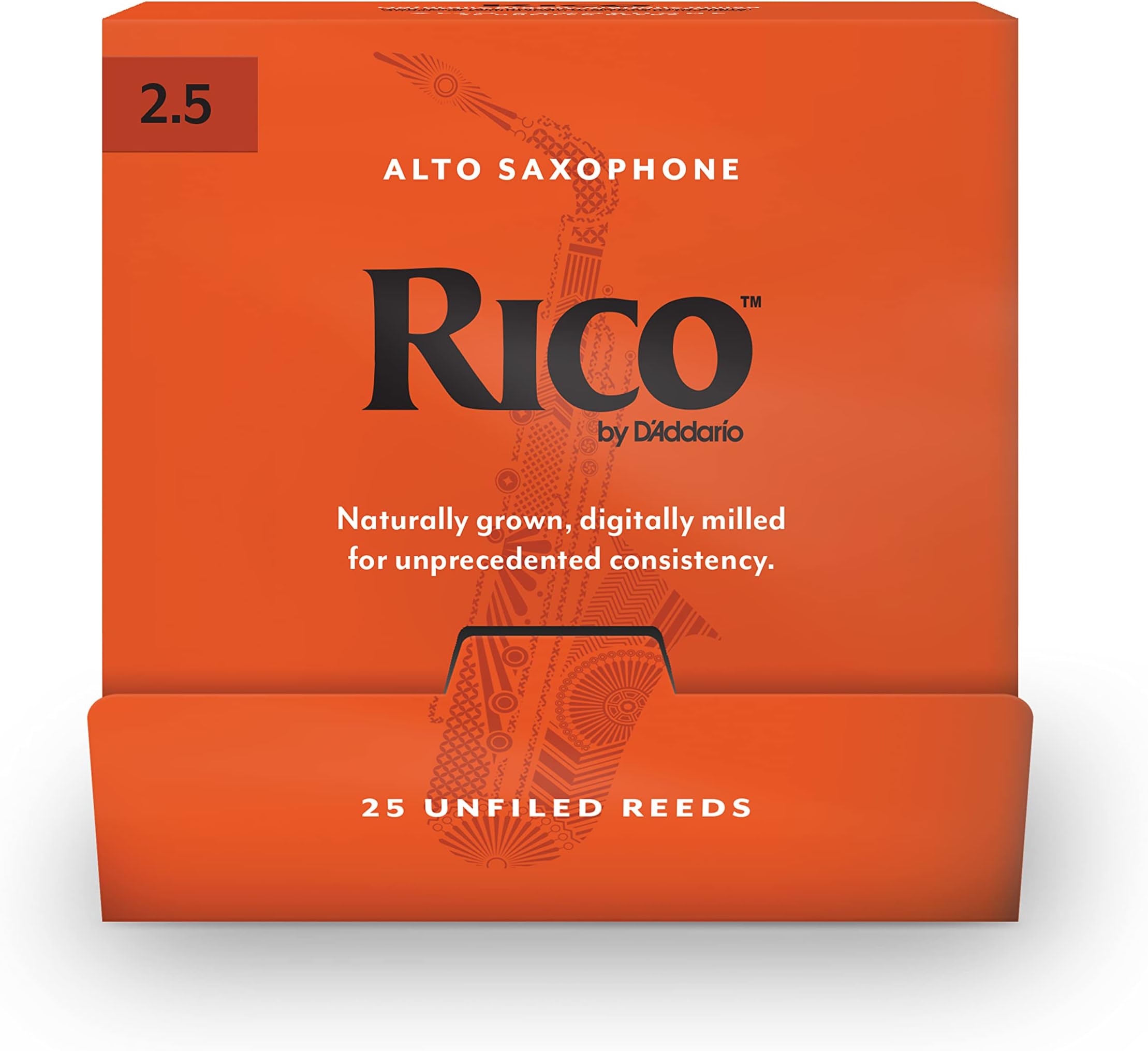D’Addario Woodwinds, Rico Saxophone Reeds, Alto Sax, RJA0125-B25, Strength 2.5, Individually Sealed, 25-Pack