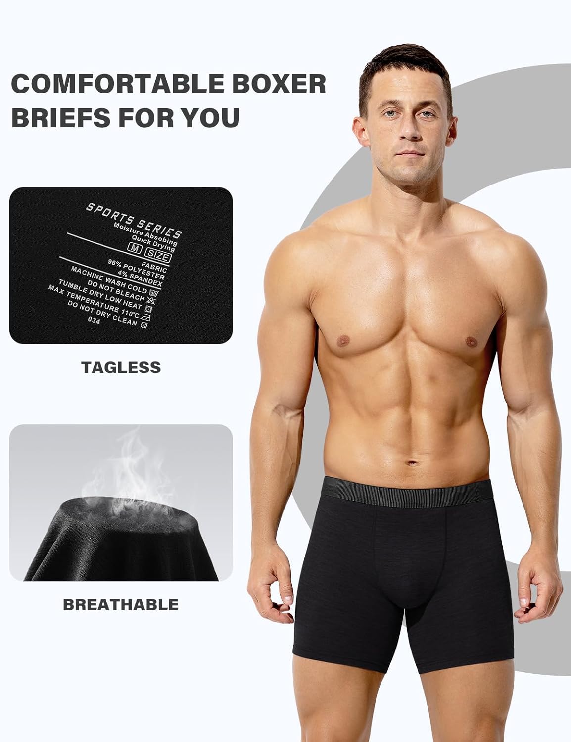 Arjen Kroos Mens Underwear Boxer Briefs 4 Pack - Mens Breathable Athletic Trunk Underwear Moisture Wicking Boxer Briefs - Image 2