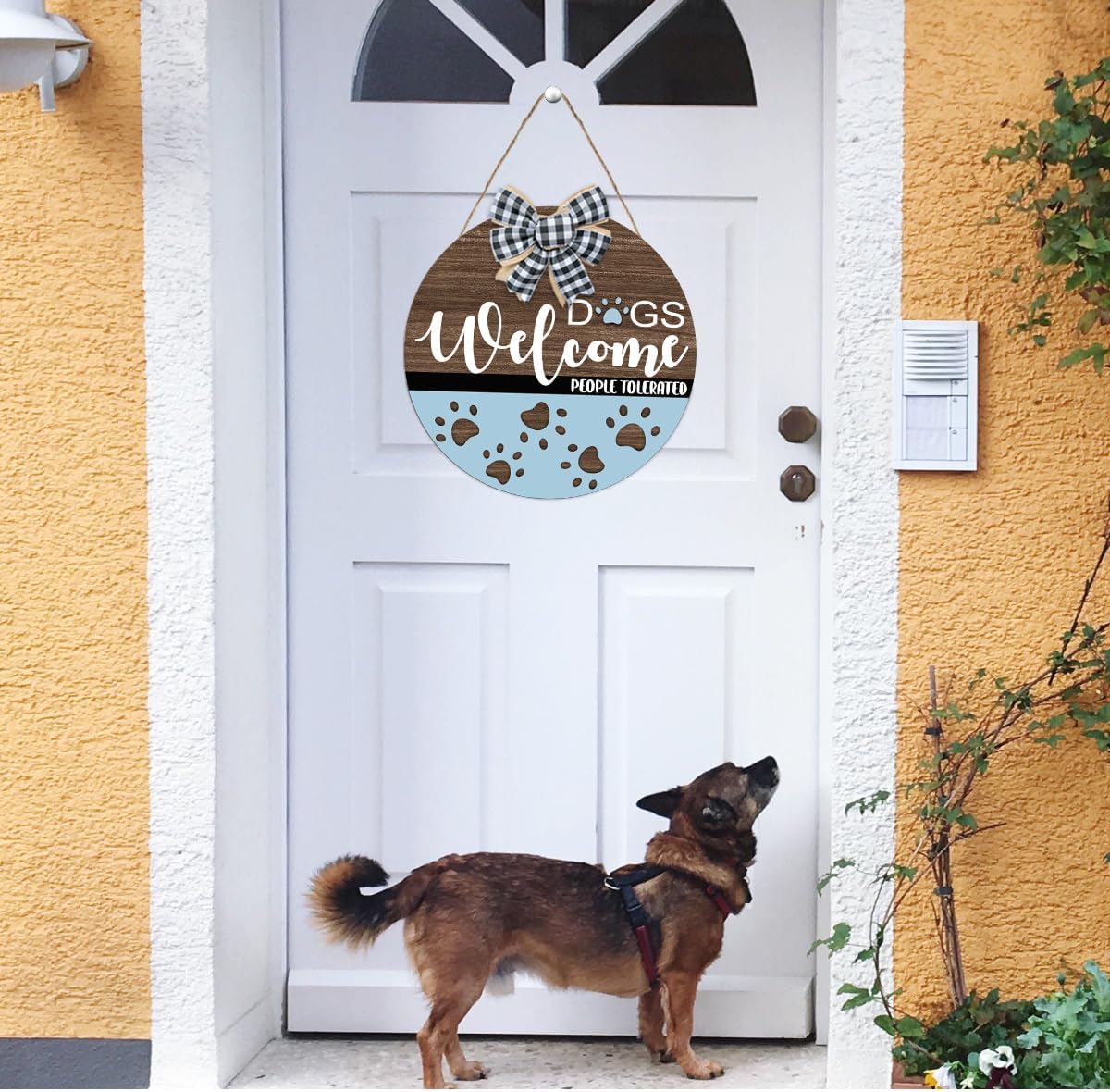 Dogs Welcome People Tolerated Sign Wood Plaque for Front Door Decor,Dog Welcome Sign for Front Door - Image 3