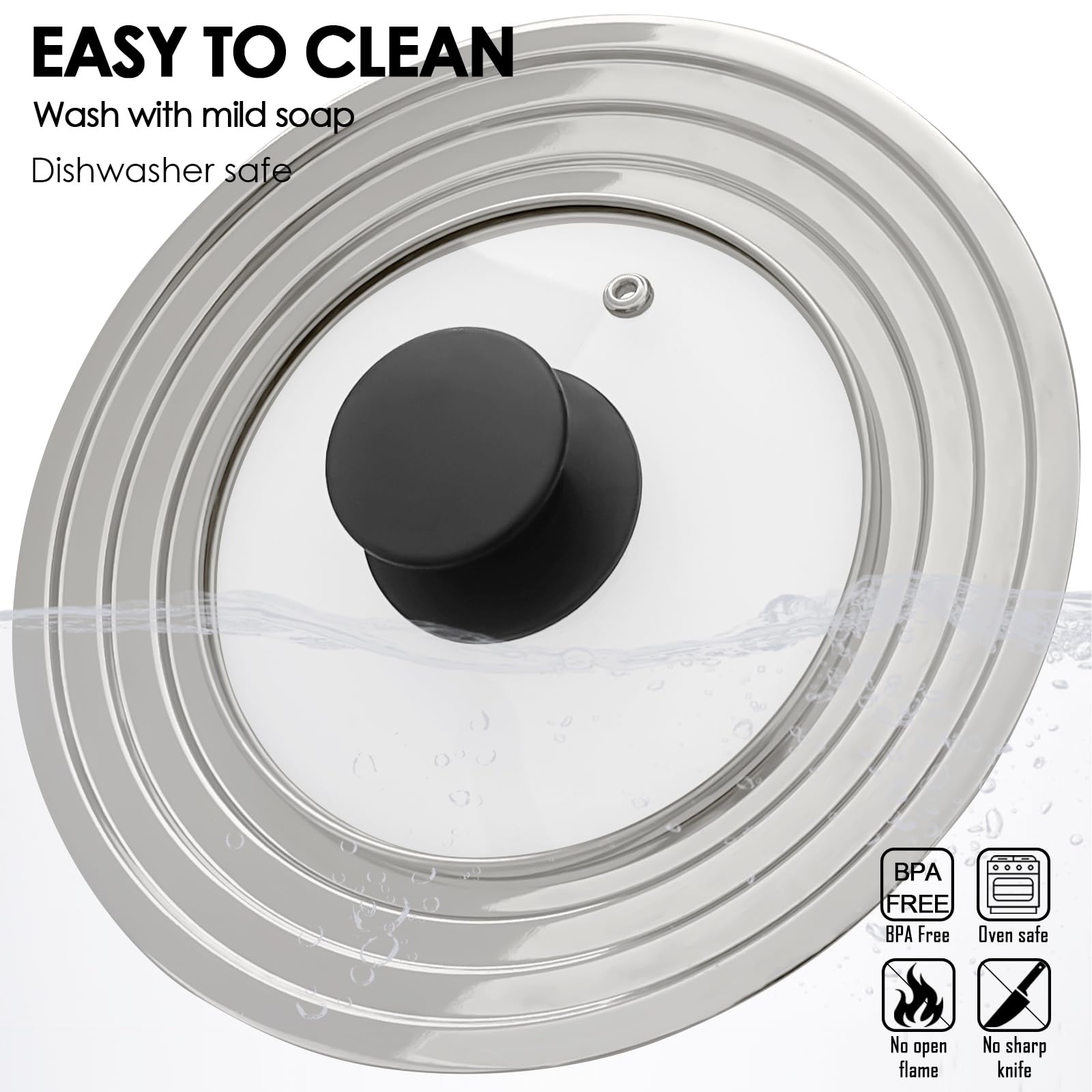 Universal Lid For Pots And Pans, Fits 6.5, 7 & 8