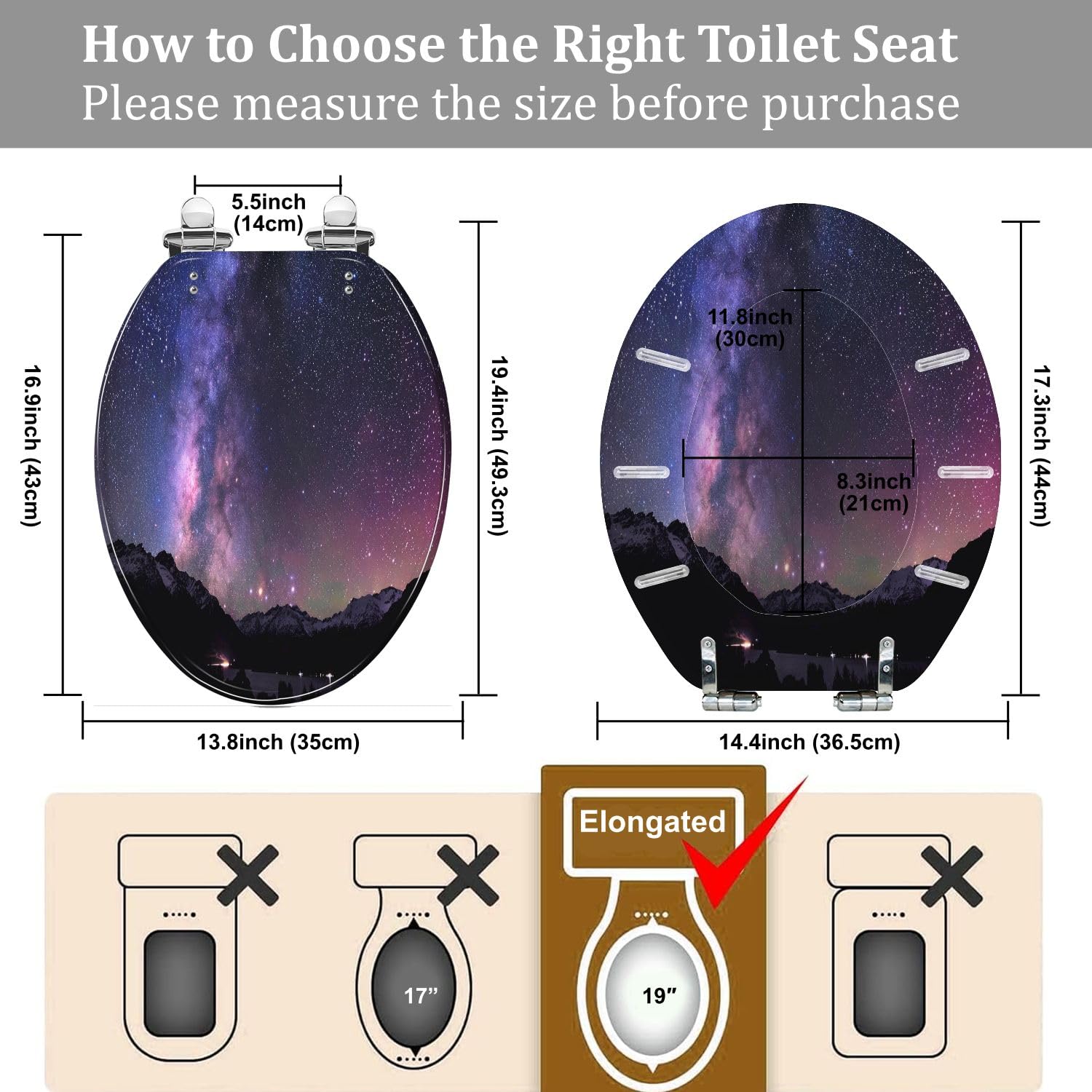 Asiento de inodoro alargado de resina Australis para baño