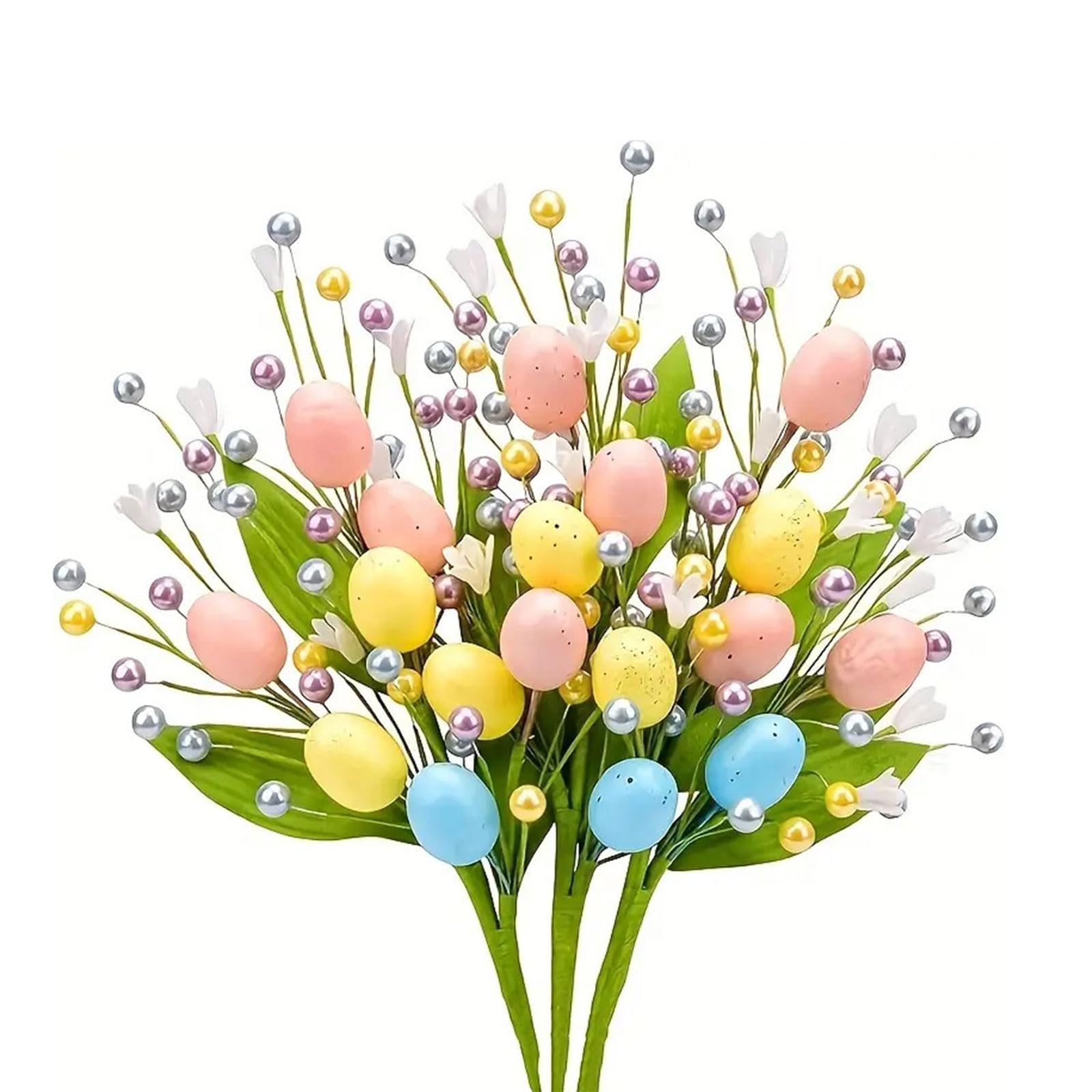 Msioytog Tree Branch with Colorful Eggs Flower Arrangement Picks Home Holiday Vase Ornament Spring Party Decoration Easter Bouquets Accessories
