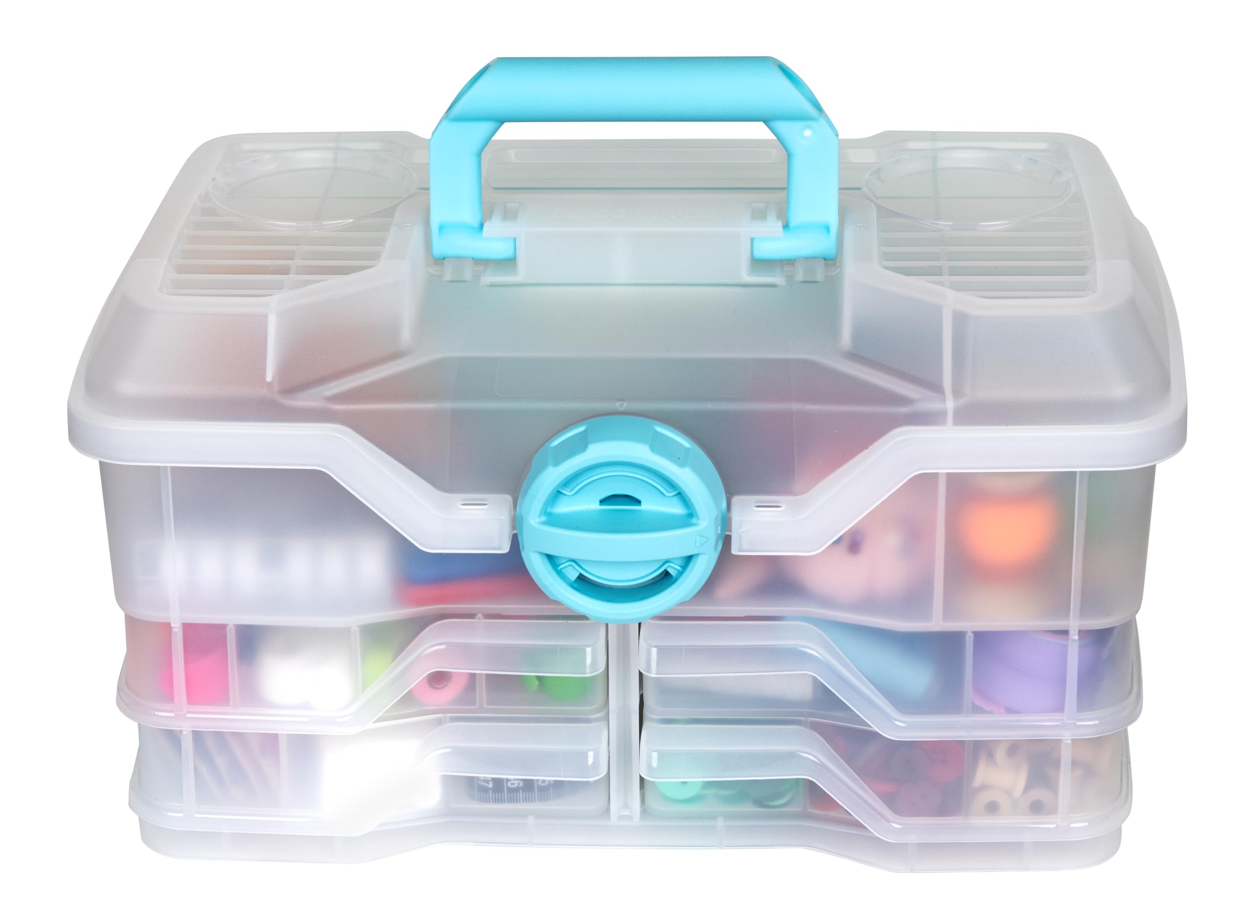 ArtBin Organizer in plastica trasparente per piccole parti, per fai da te, scatole e organizer per cucito, scatola portaoggetti con scomparti, scatola per progetti, misura media (4 vassoi girevoli)
