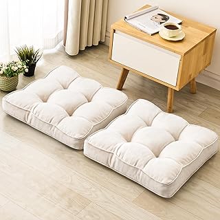 Floor Pillow Set of 2, Memory Foam Floor Cushions for Adults, Large Medi...