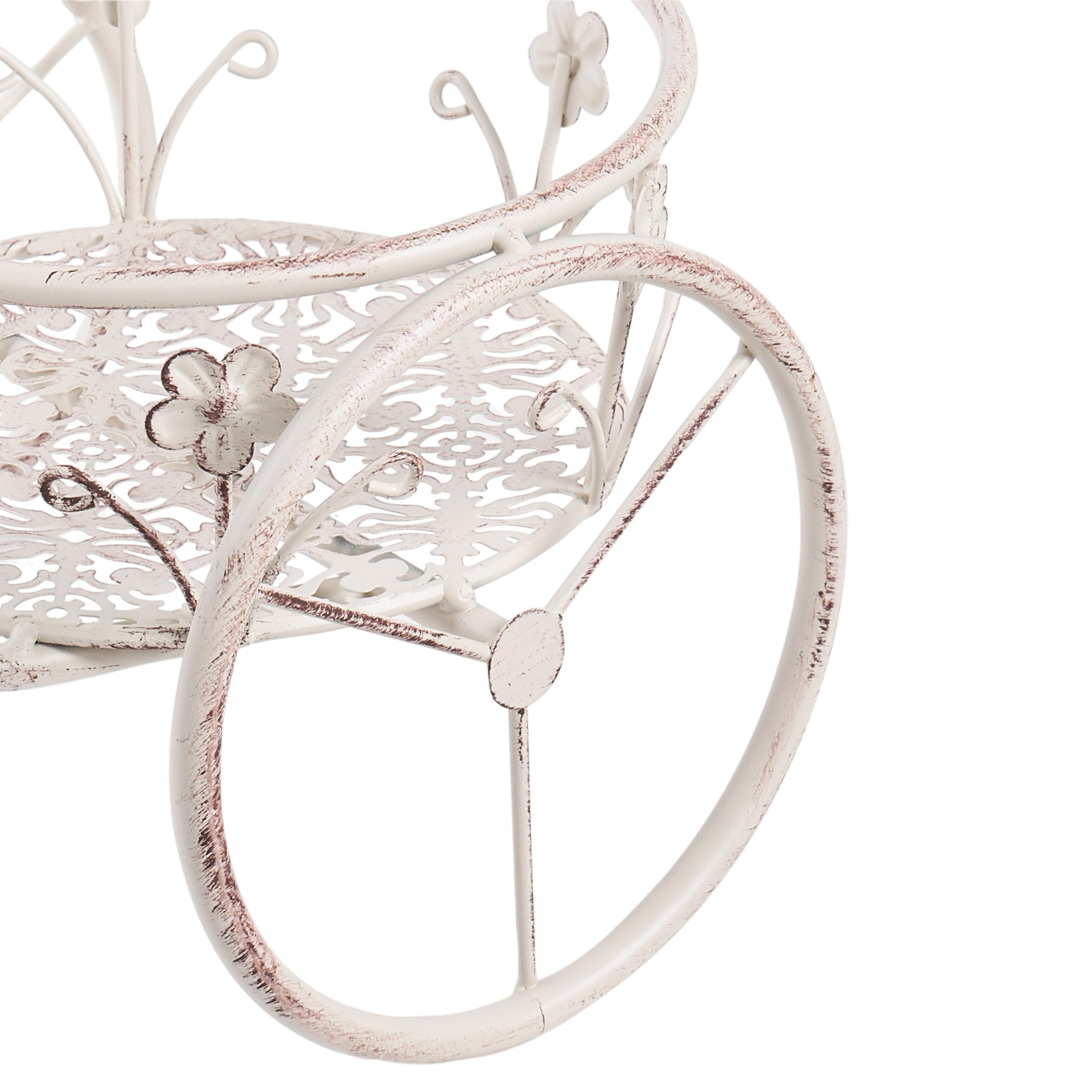 Beliani Macetero de Metal para jardín Motivo Bicicleta Interior Exterior con Soporte 66 x 24 x 49 cm de Hierro Blanco Crema Wildrose