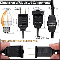 Vista 5 de Cable de luz enchufable, cable accesorio con bombilla, enchufe de base de candelabro E12 listado UL para luces de casa de aldea de Navidad, luces