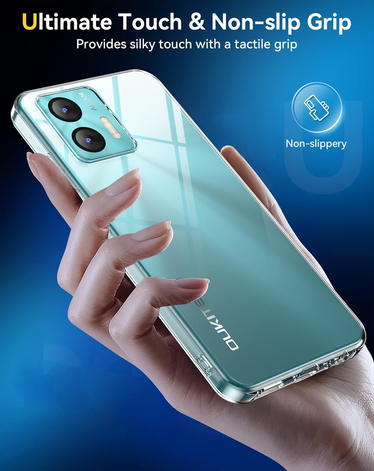 Cover Per Oukitel C36 + 2 Pellicole Vetro Temperato | Bumper TPU Nero Antiscivolo | Protezione Completa