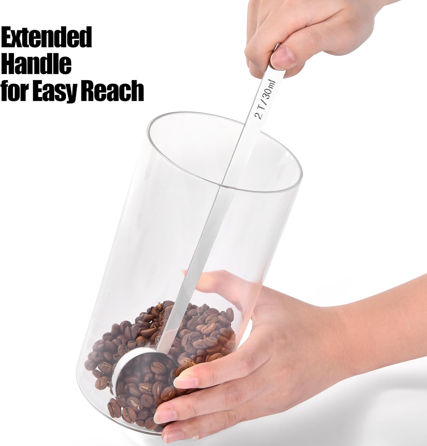 Doosu 18/8 Stainless Steel Coffee Scoops for Measuring Ground Coffee Beans Espresso (9.9+10.2in, 1+2Tbsp) & 600°F Heat Resistant Silicone Spatula Set of 4 for Cooking Baking (Orange+Purple+Red+Aqua)