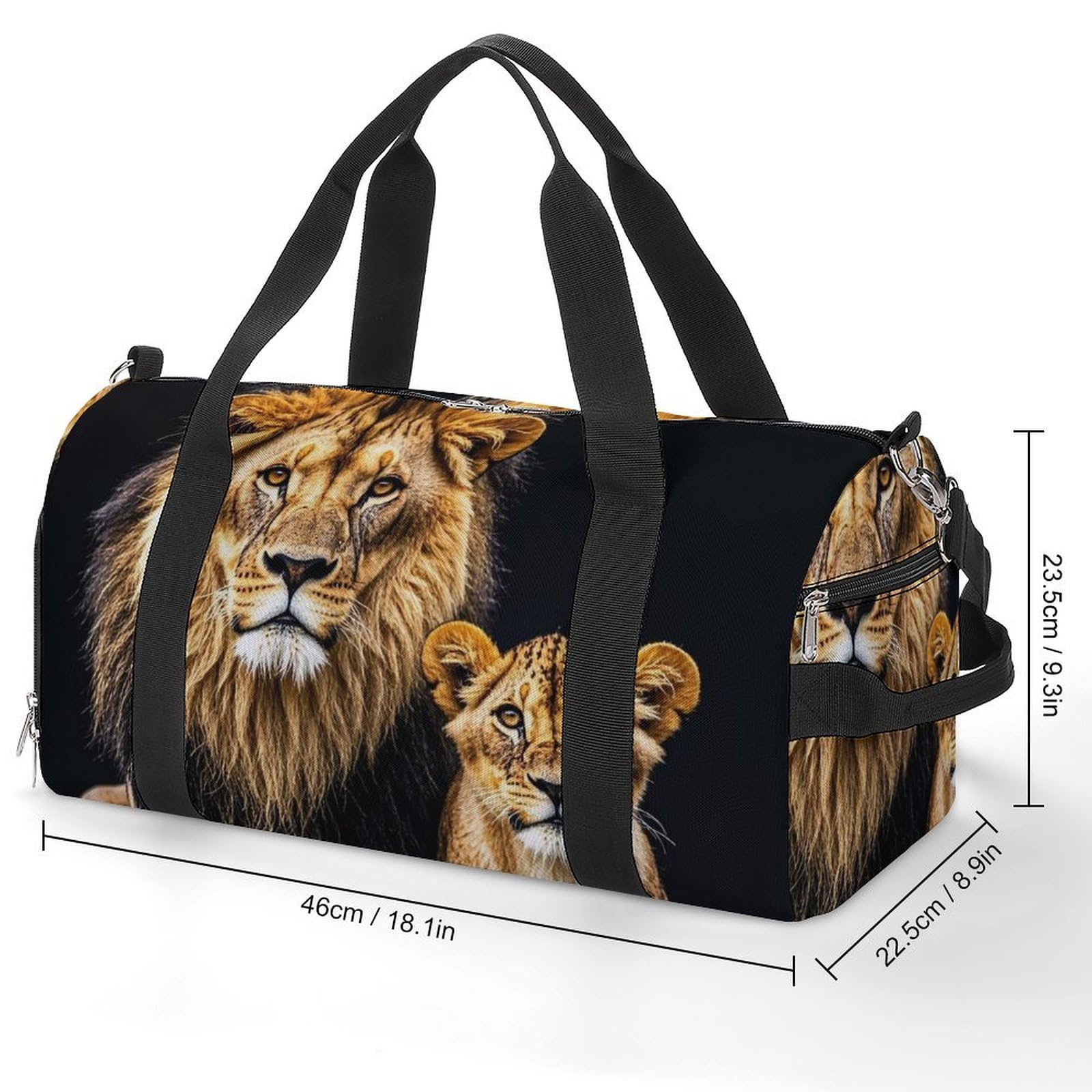 Borsa da palestra con leone e giovane leone per uomini e donne, impermeabile, grande borsone per allenamento da viaggio