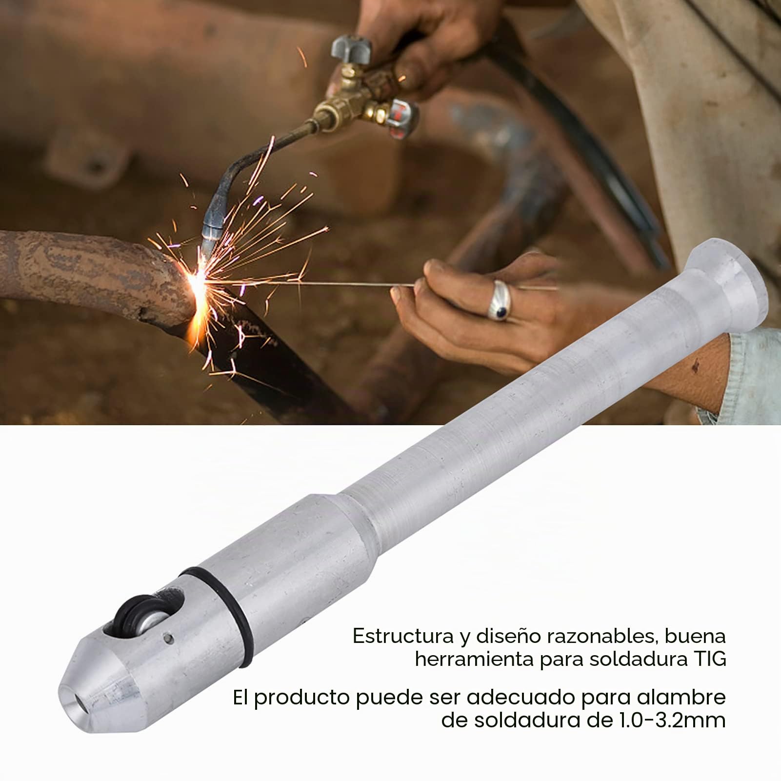 Pluma Soldadura TIG 1.0-3.2 mm, Soporte Varilla Soldadura Accesorios TIG, Alimentador Dedos para Equipo Soldadura, Herramienta Aleación Blanca Plateada, Accesorios para Varilla de Soldadura