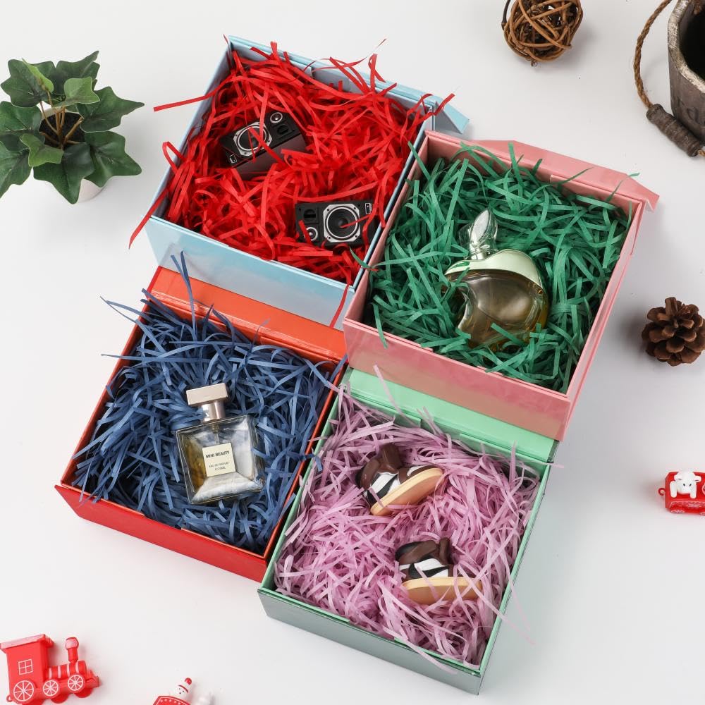 BoxSkivra Carta stropicciata rossa da 0,9 kg, per cesti regalo, per confezioni regalo, carta increspata, per Pasqua, erba, Natale, compleanno, festa della mamma