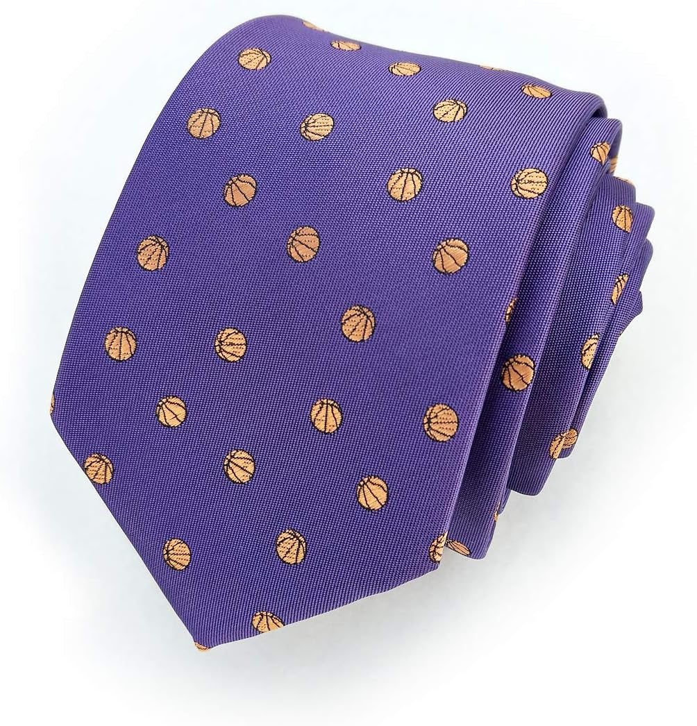 Men's Basketball Tie - Extra long Necktie - Basketball Tie - Purple Necktie - Sports Necktie - Lakers Necktie - Mens Basketball Gift