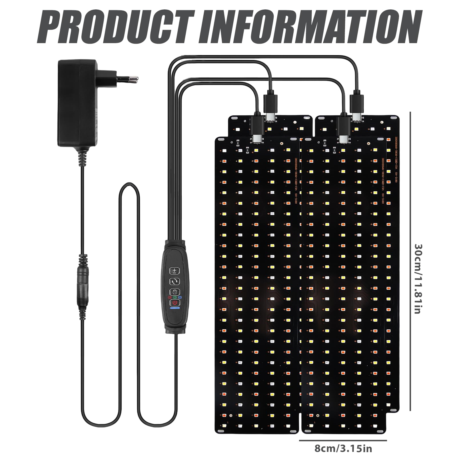 Lámpara LED de espectro completo para plantas (4 unidades, luz LED para plantas con temporizador, lámpara LED para plantas de interior, lámpara UV de crecimiento para plantas con 3 modos de