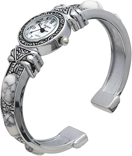 Miniatura 6 de Blekon Reloj con tachuelas de piedra para mujer, caja de 0.866 in, movimiento de cuarzo japonés y brazalete grande, se adapta mejor a muñecas de 7 a