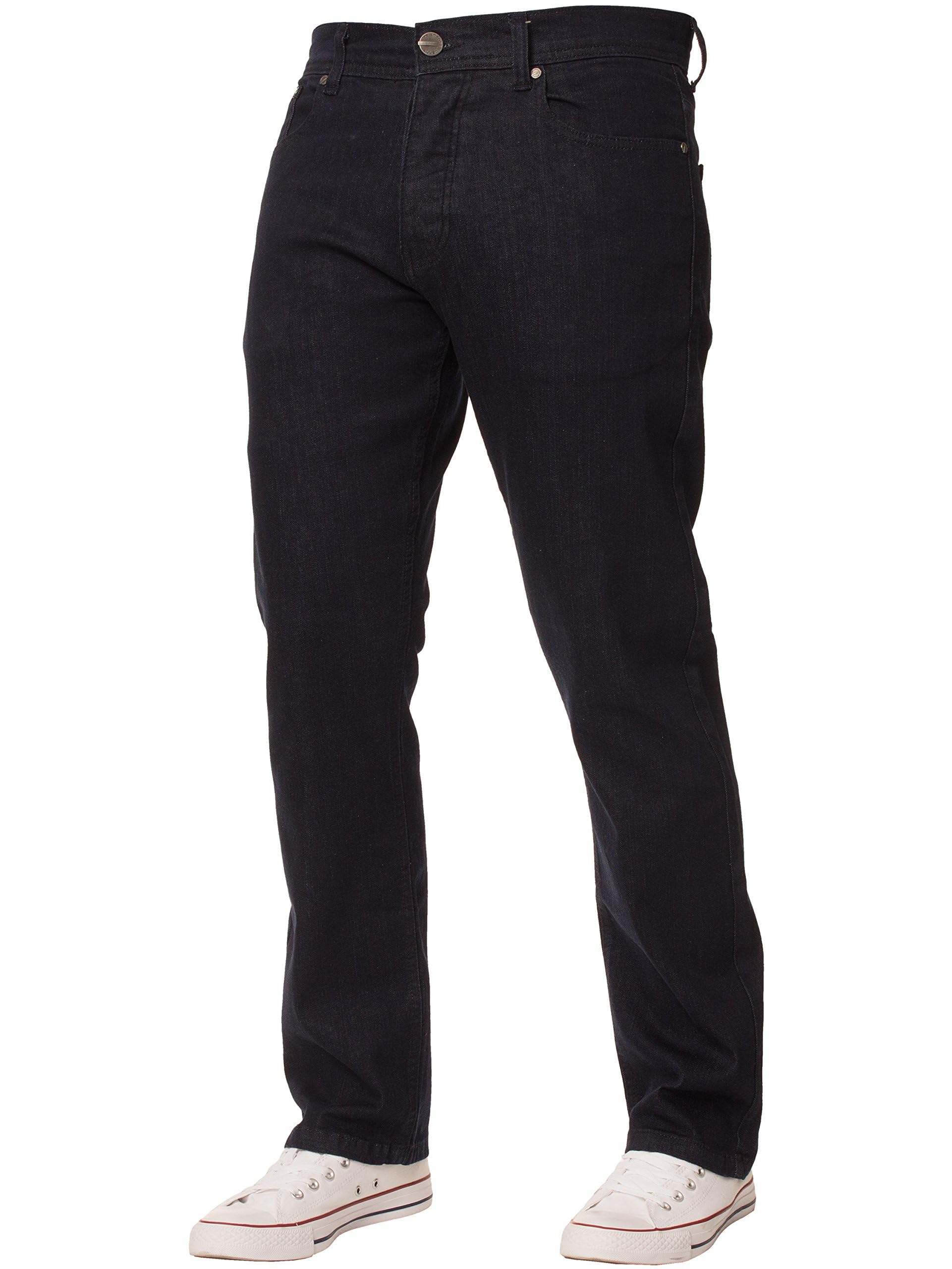 Enzo Mens Classic Straight Leg Regular Fit Twill Denim Jeans 46W X 30L Blue