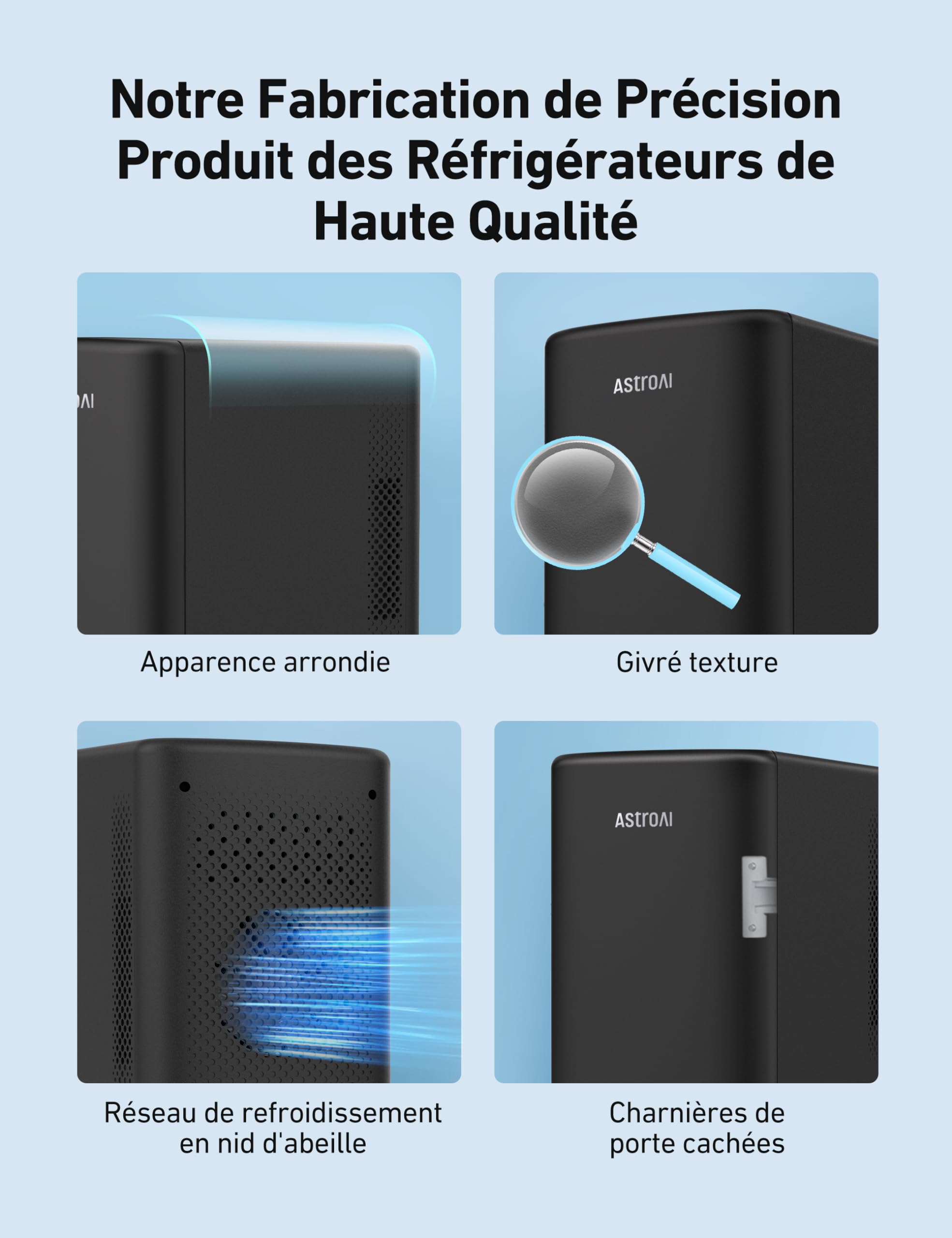 AstroAI Mini Frigo de Chambre 6L, 8 Canettes 330ml, Réfrigérateur Voiture Portable 12V/220V, Petit Frigo Cosmetique, Skincare, Fonction Chaud/Froid, Cadeau Femme Homme (Gris) - 4