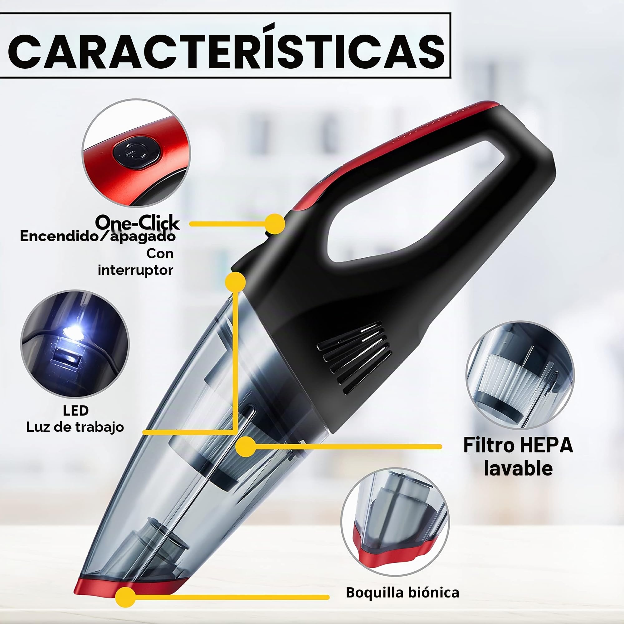 Samsung Aspiradora de mano recargable, batería, HEPA, 6200 Pa, para coche e inalámbrica
