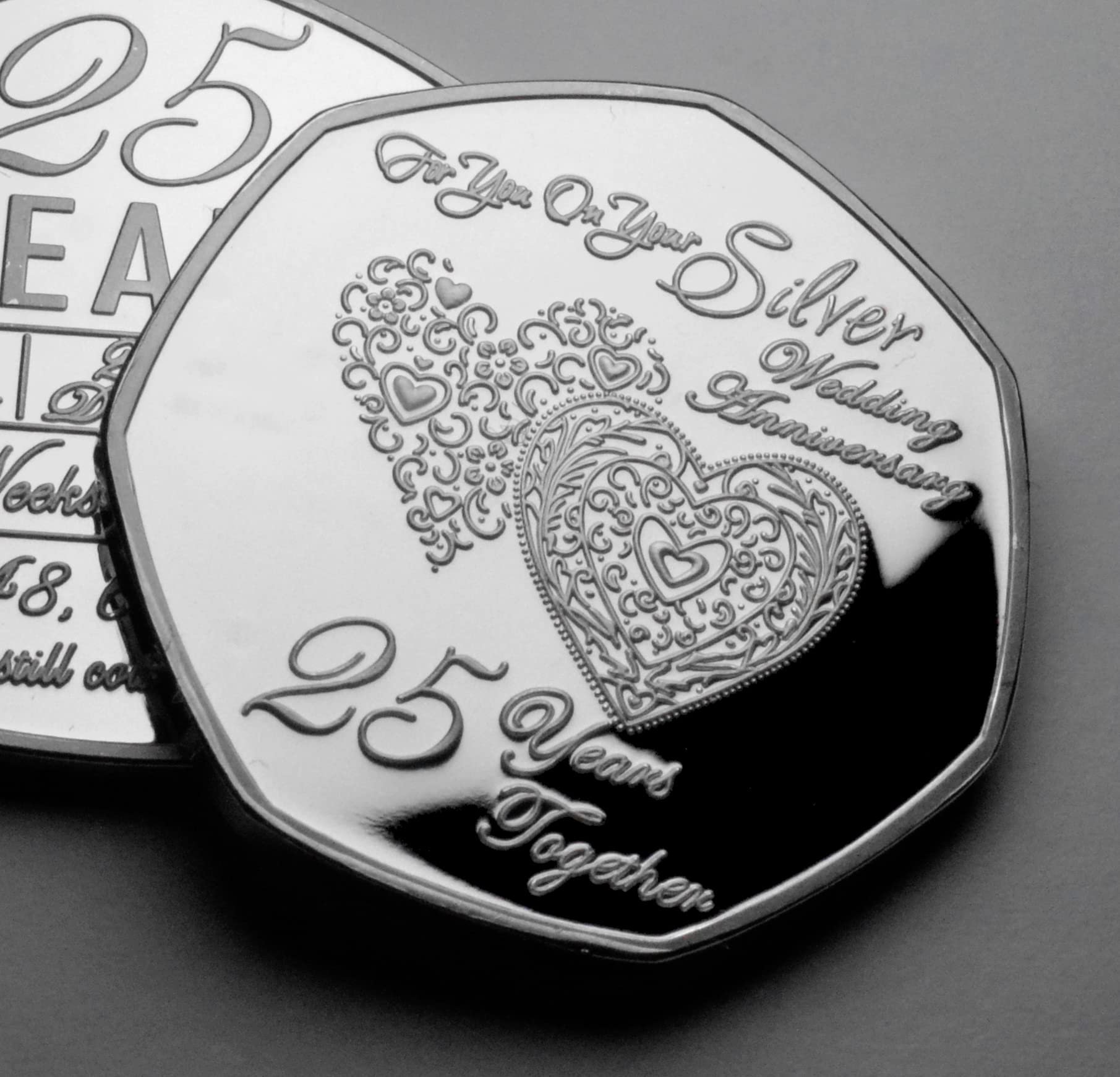 The Commemorative Coin Company On Your 25th Silver Wedding Anniversary Commemorative. Mum/Dad/Parents/Friends. 25 Years Together Gift/Present. Days, Hours, Minutes, Seconds