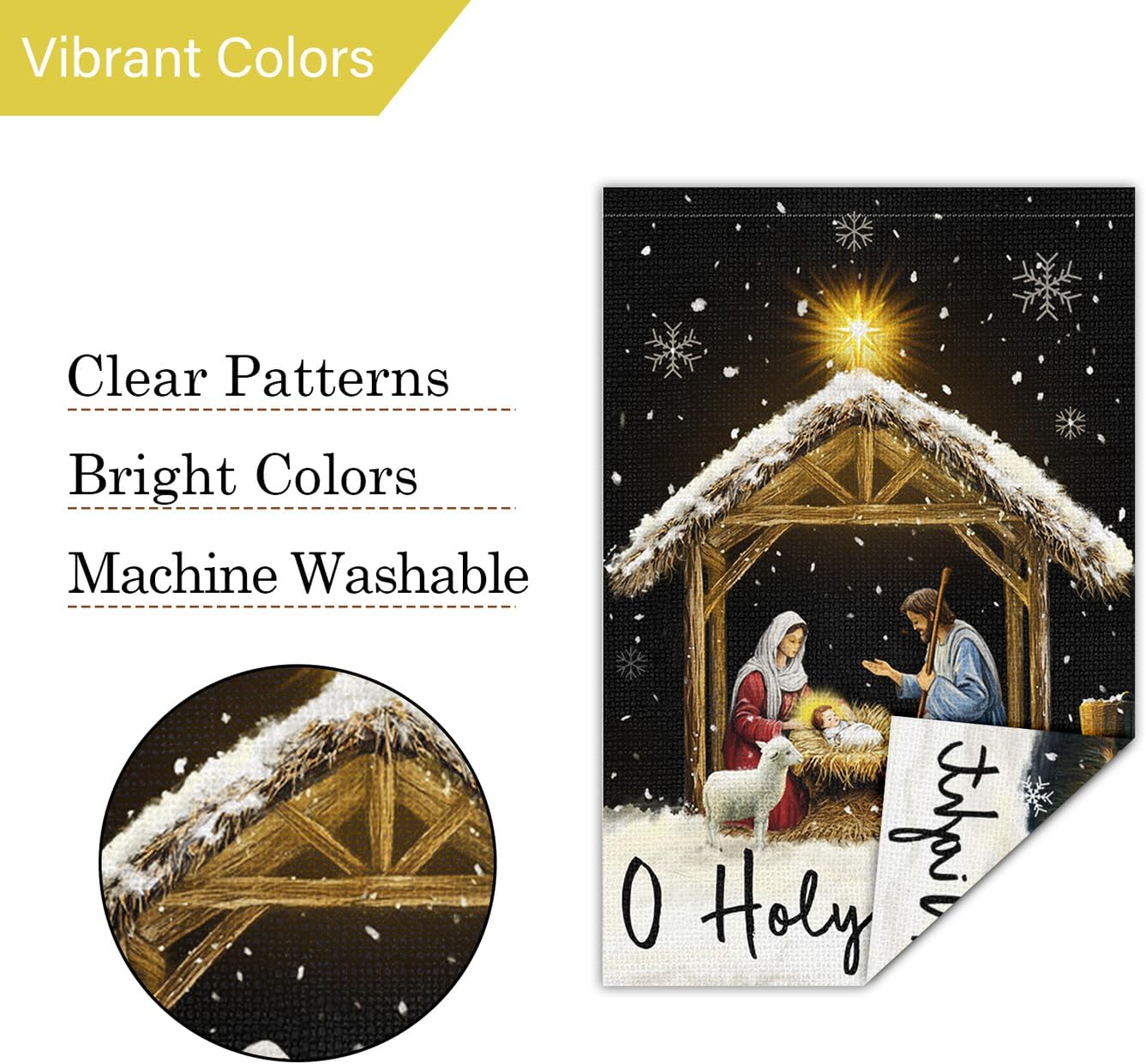 Louise Maelys Christmas O Holy Night Nativity Garden Flag 12x18 Inch Double Sided Xmas Small Burlap Welcome Winter Holiday Christian Yard Outdoor Outside House Decoration - Image 5